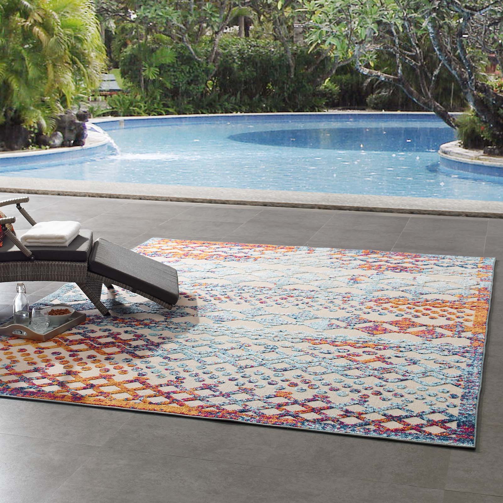 Modway Outdoor Rugs - Reflect Giada Abstract Trellis 8'x10' Outdoor Area Rug Multicolor