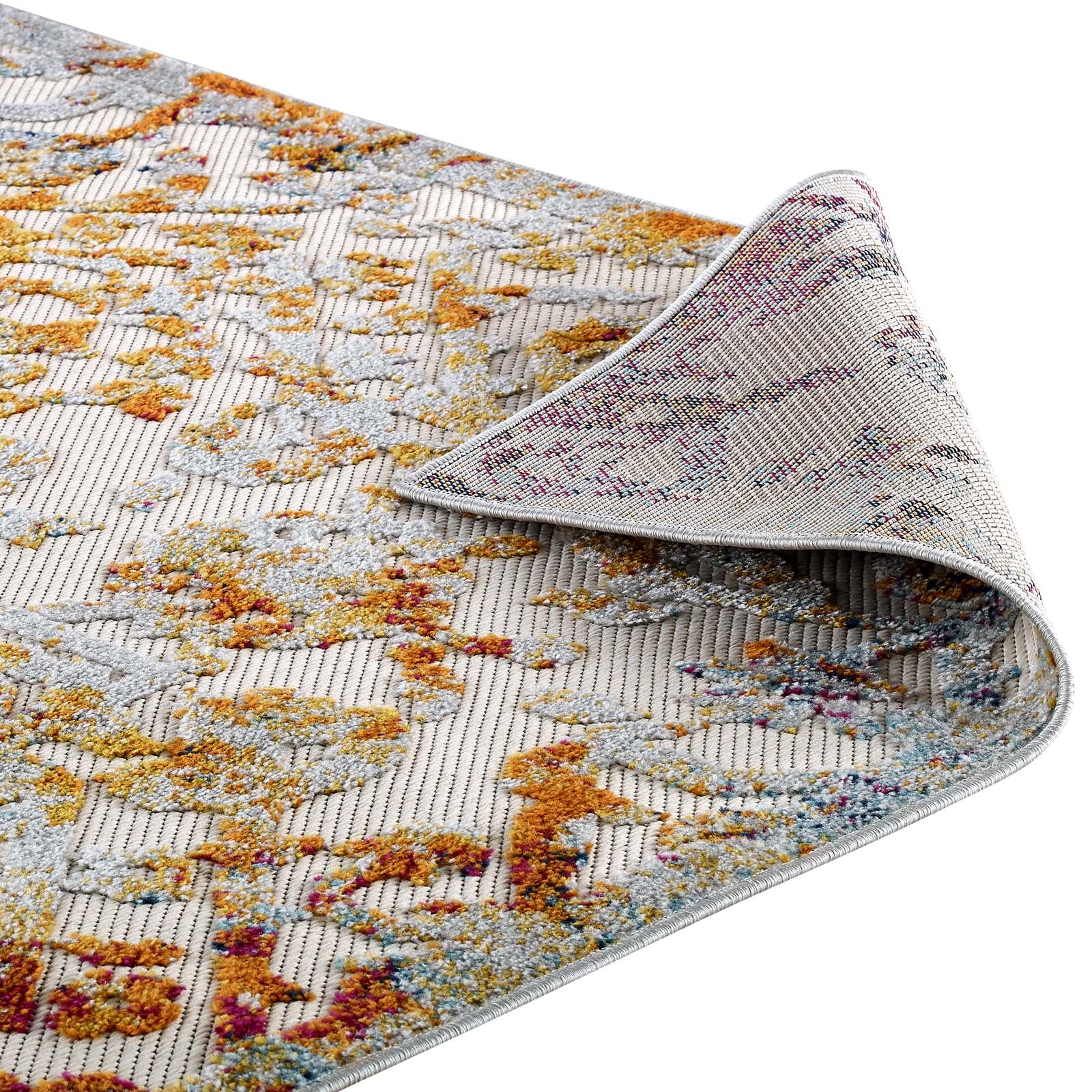Modway Outdoor Rugs - Reflect Primrose Ornate Floral Lattice 5x8 Indoor/Outdoor Area Rug Multicolored