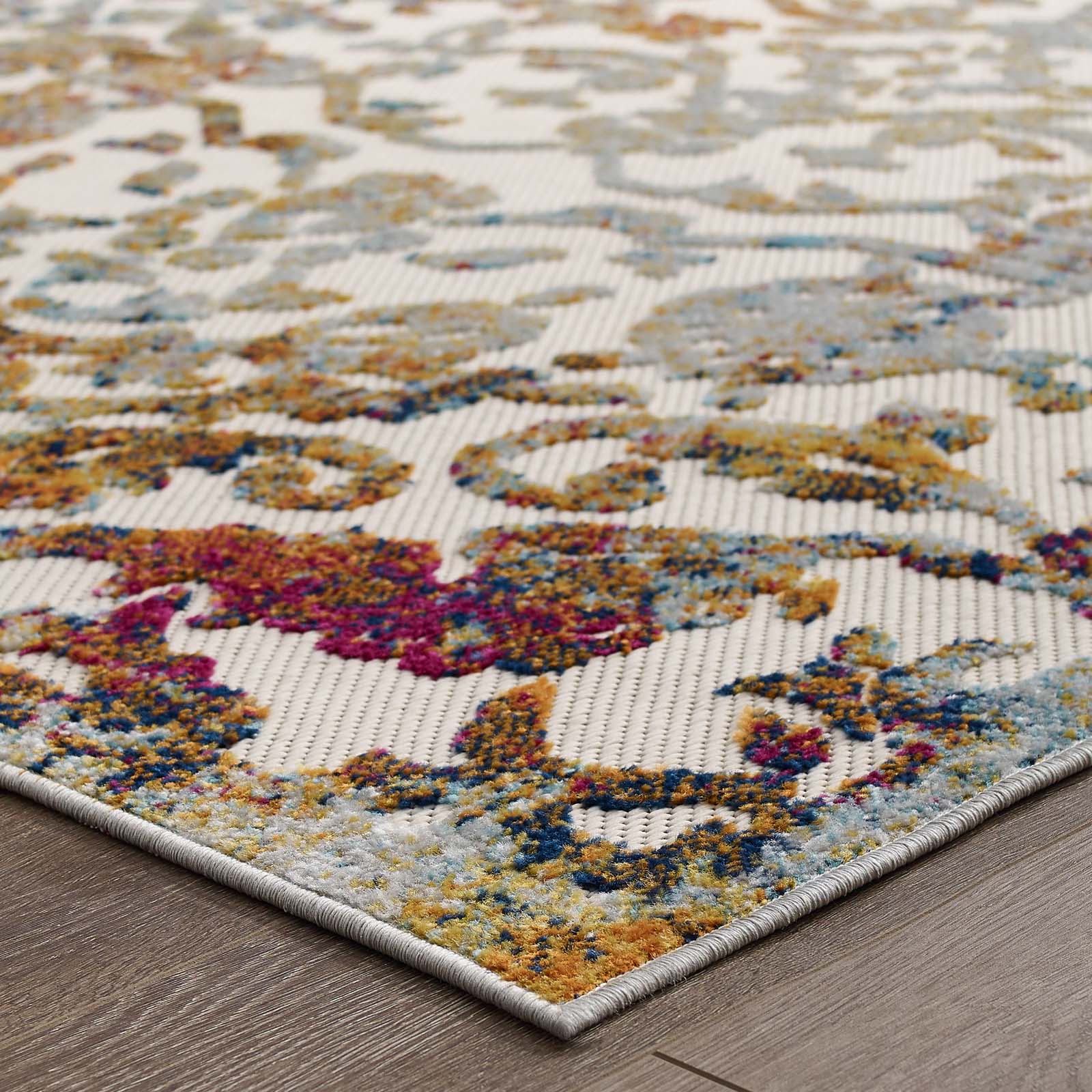 Modway Outdoor Rugs - Reflect Primrose Ornate Floral Lattice 5x8 Indoor/Outdoor Area Rug Multicolored