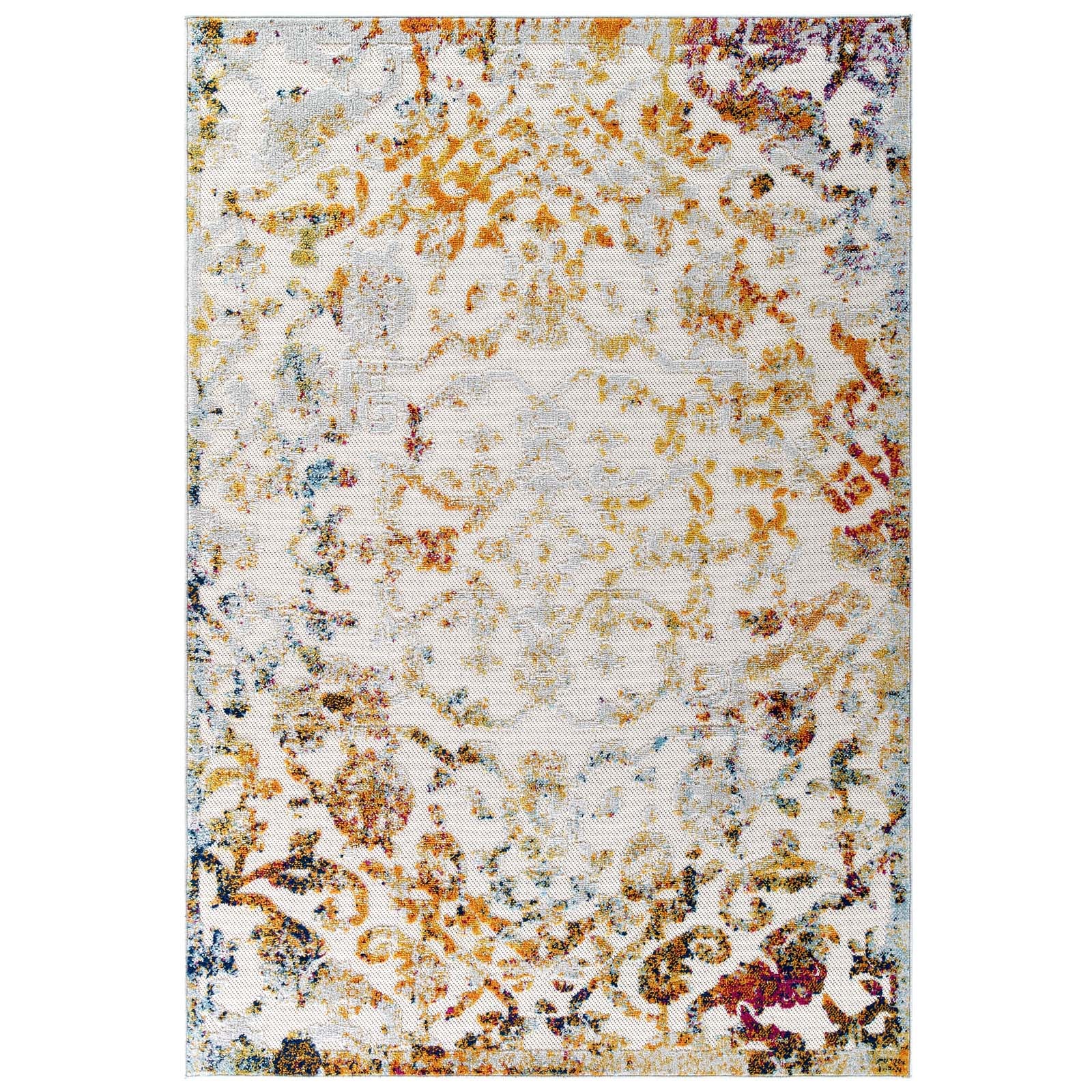 Modway Outdoor Rugs - Reflect Primrose 8x10 Outdoor Rug Ivory & Light Blue