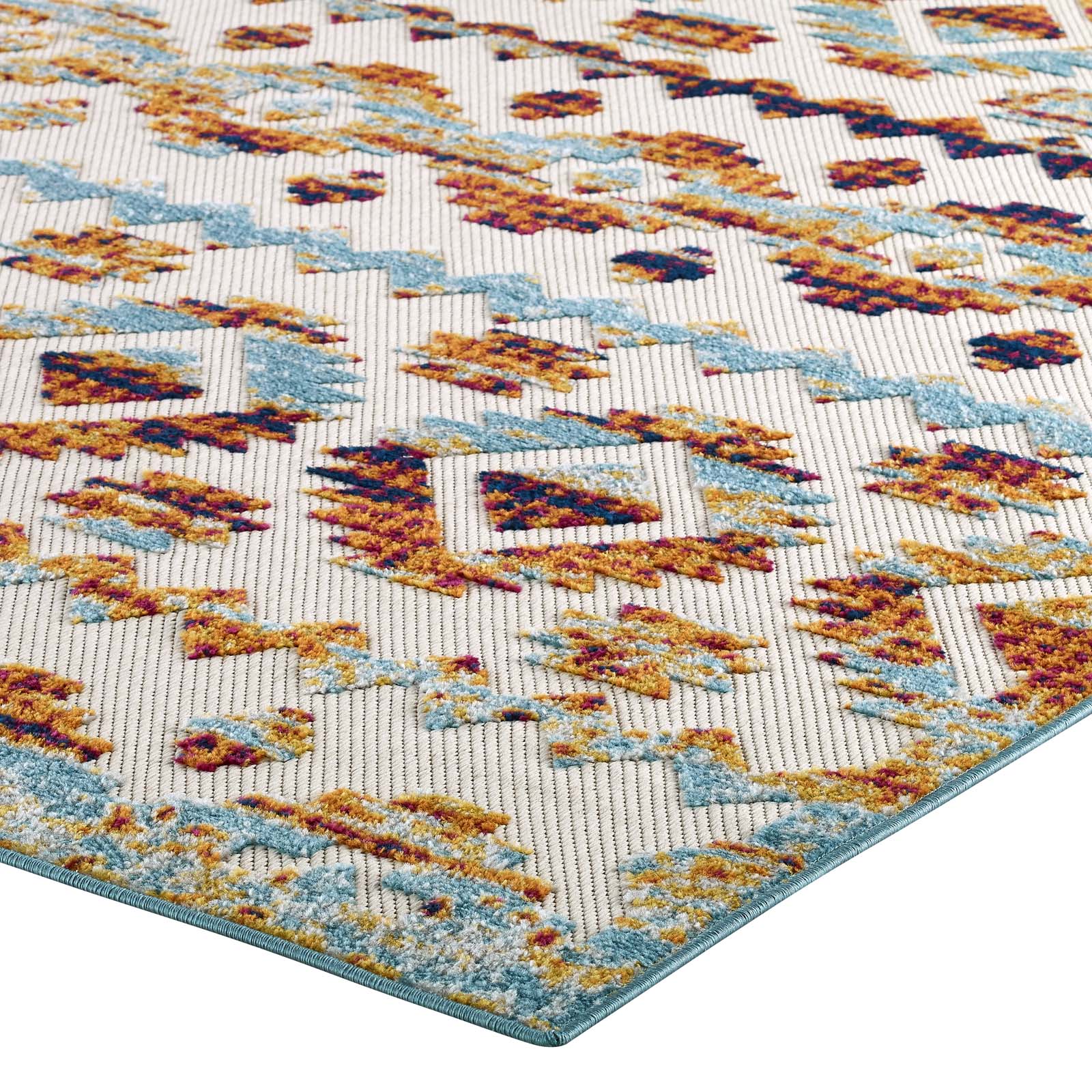 Modway Outdoor Rugs - Reflect Takara Abstract Diamond 5x8 Indoor and Outdoor Area Rug Multicolored