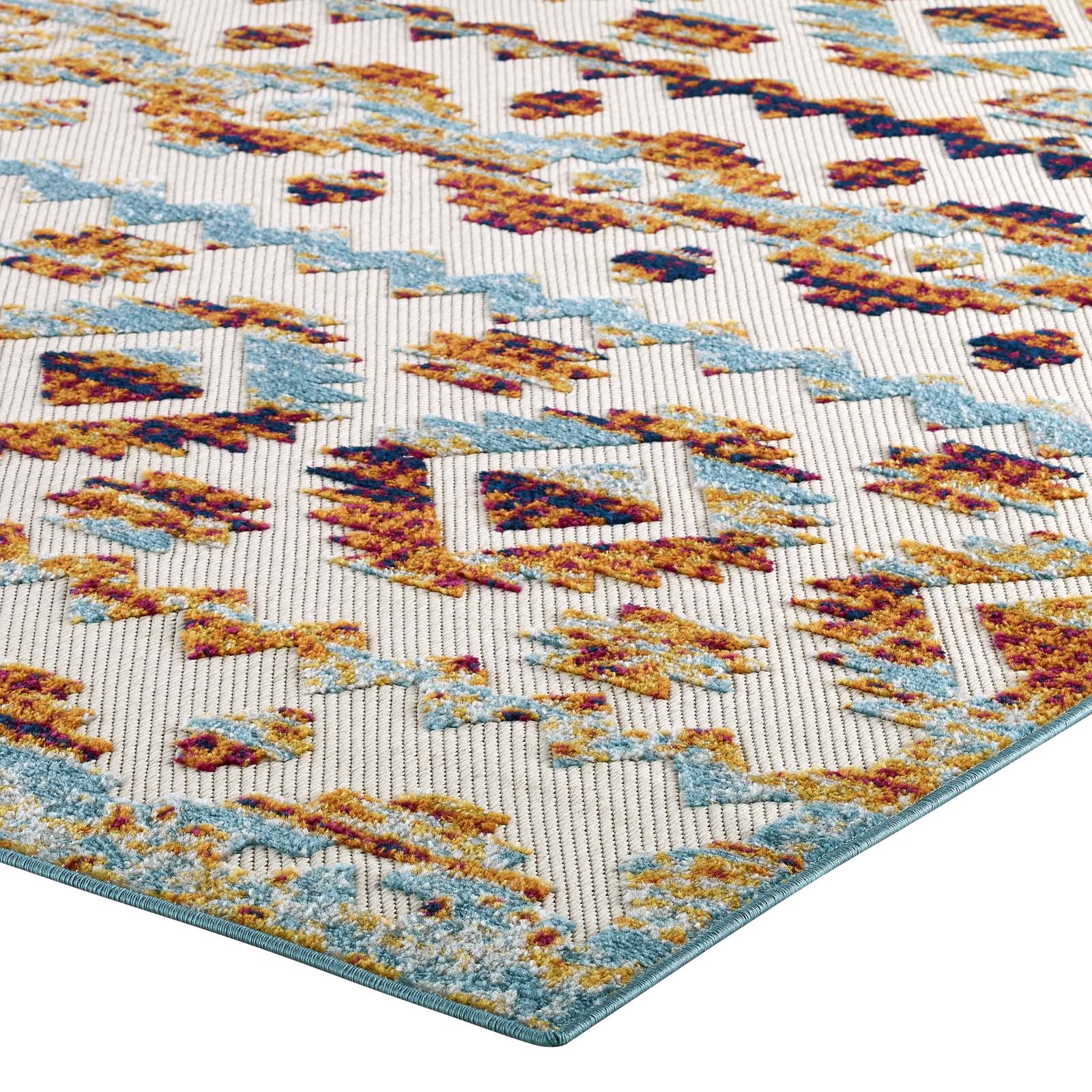 Modway Outdoor Rugs - Reflect Takara Abstract Diamond 8x10 Indoor and Outdoor Area Rug Multicolored