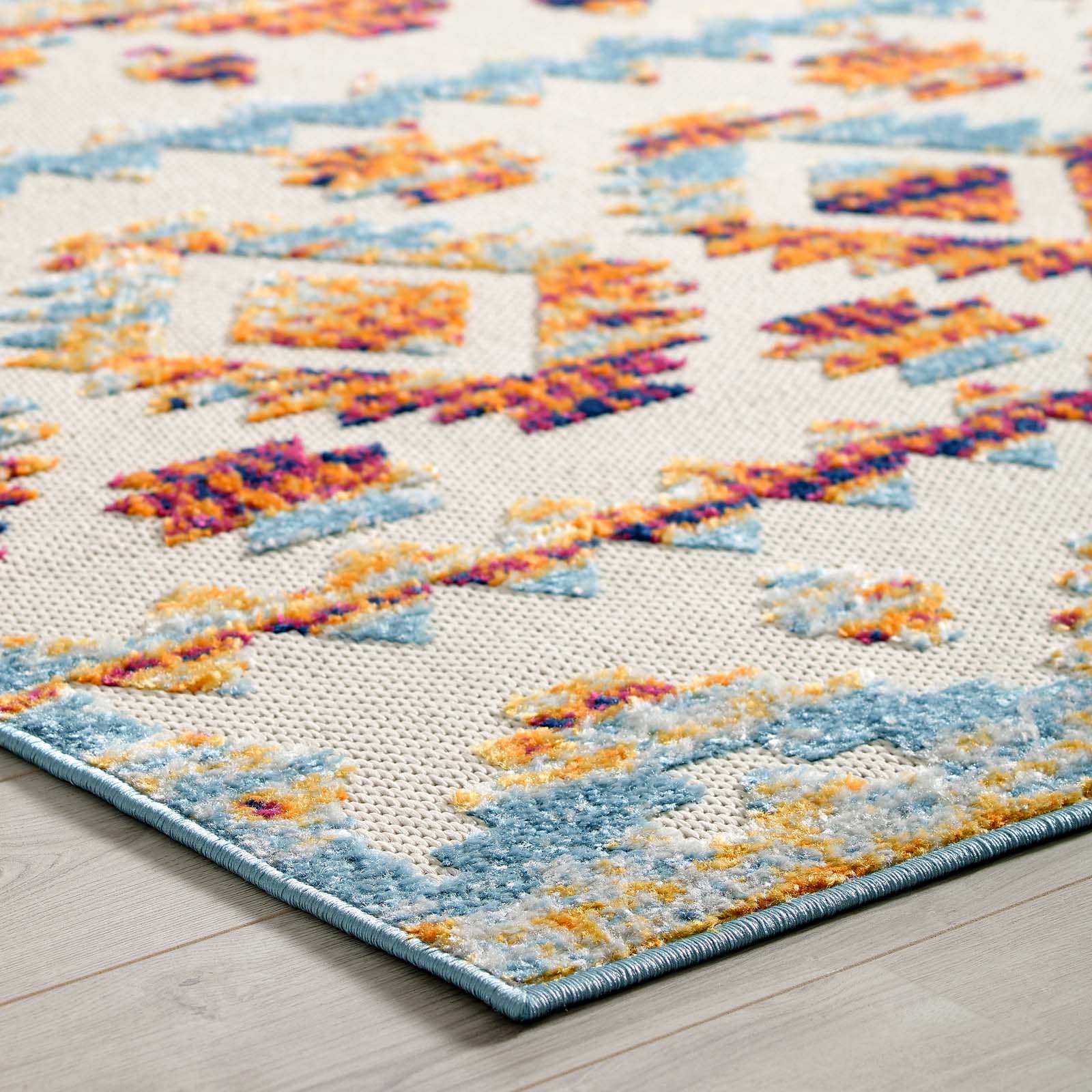 Modway Outdoor Rugs - Reflect Takara Abstract Diamond 8x10 Indoor and Outdoor Area Rug Multicolored