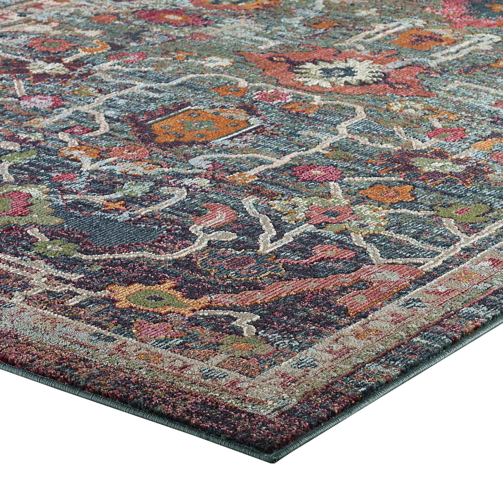 Modway Indoor Rugs - Tribute Every Distressed Vintage Floral 8x10 Area Rug Multicolored