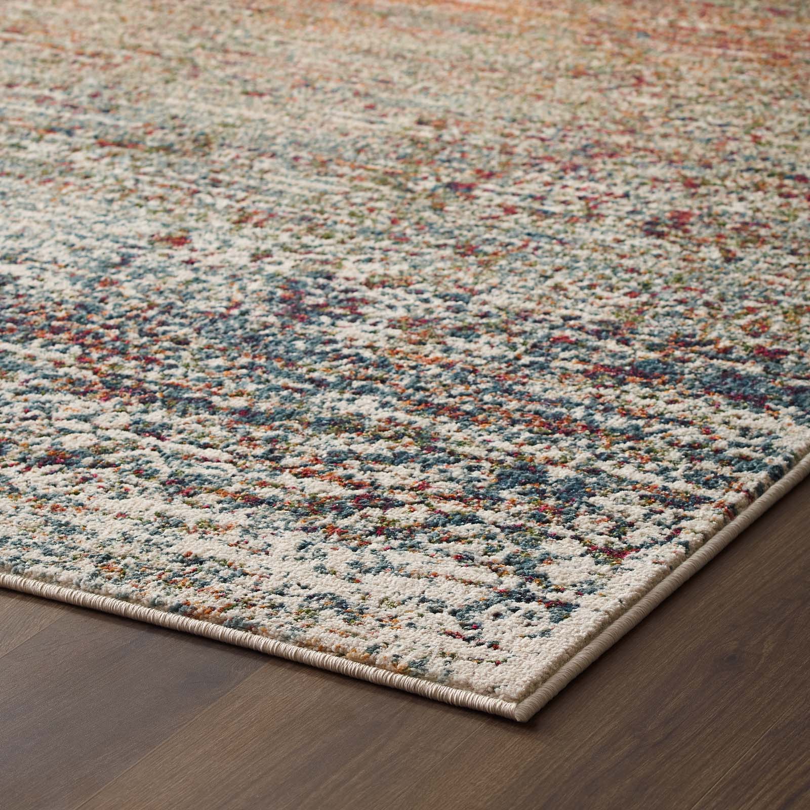 Modway Indoor Rugs - Tribute Jacinda Rustic Distressed Vintage Lattice 5x8 Area Rug Multicolored