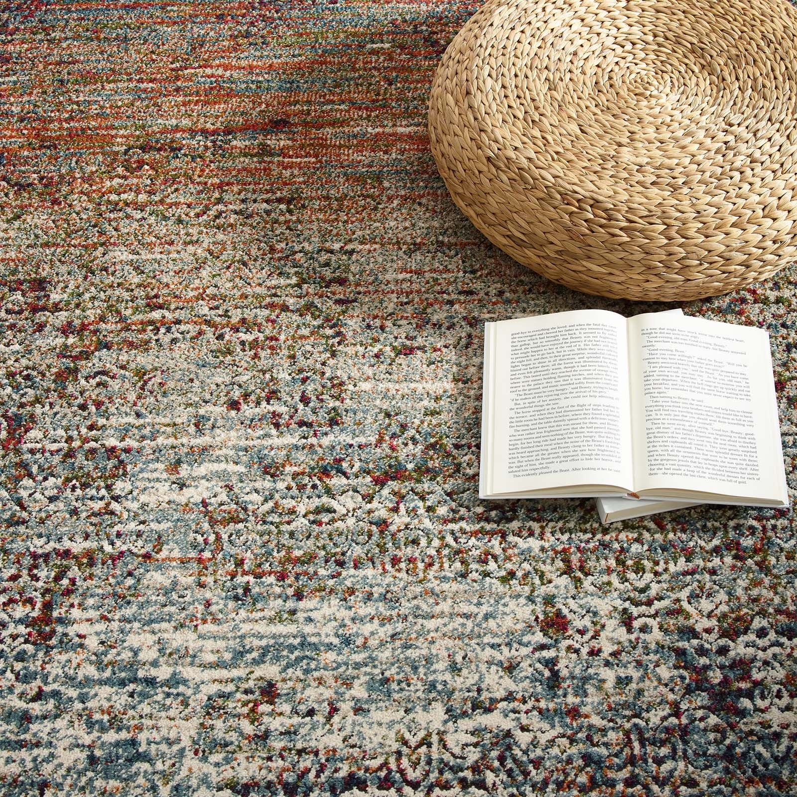 Modway Indoor Rugs - Tribute Jacinda Rustic Distressed Vintage Lattice 5x8 Area Rug Multicolored
