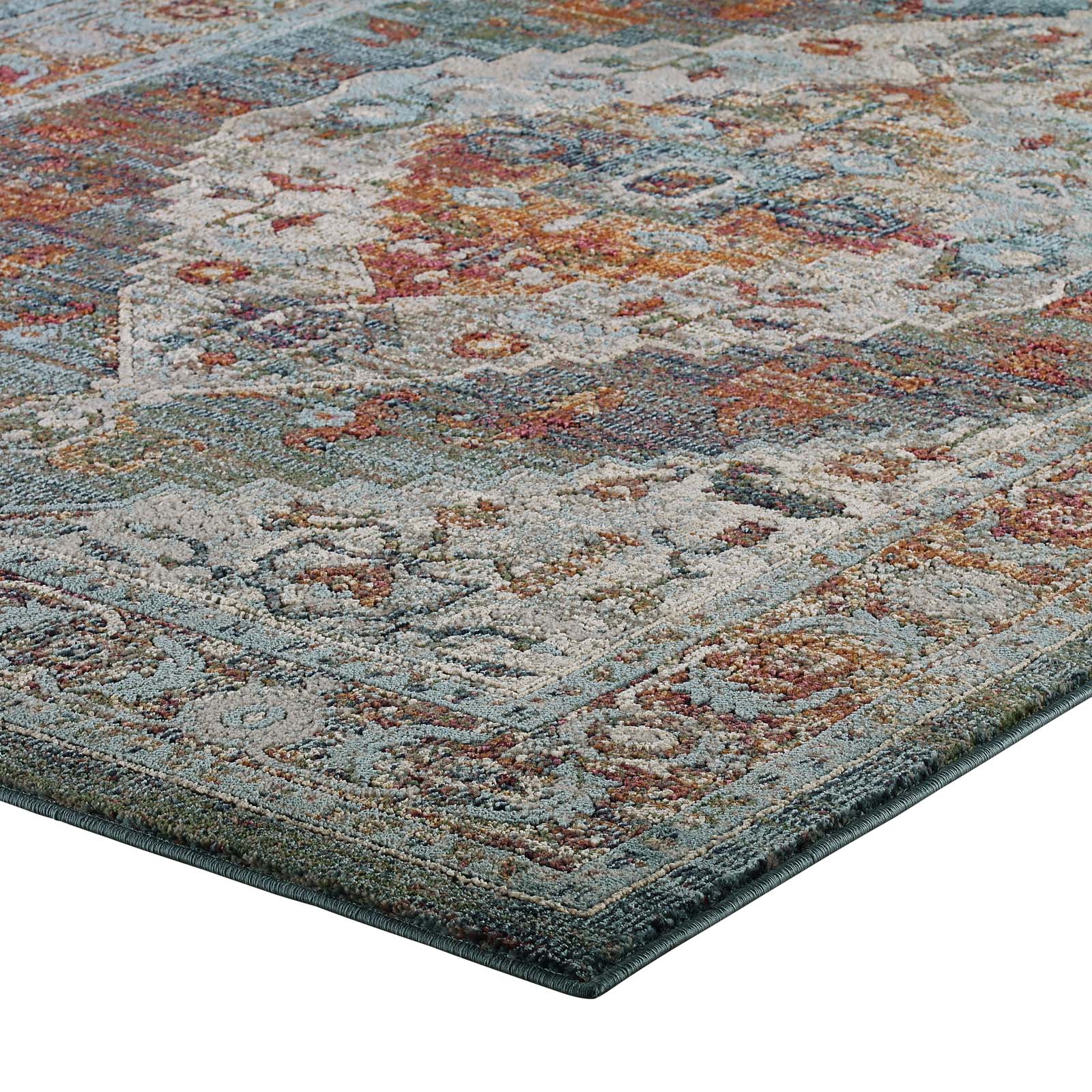 Modway Indoor Rugs - Tribute Camellia Distressed Persian Medallion 5x8 Area Rug Multicolored