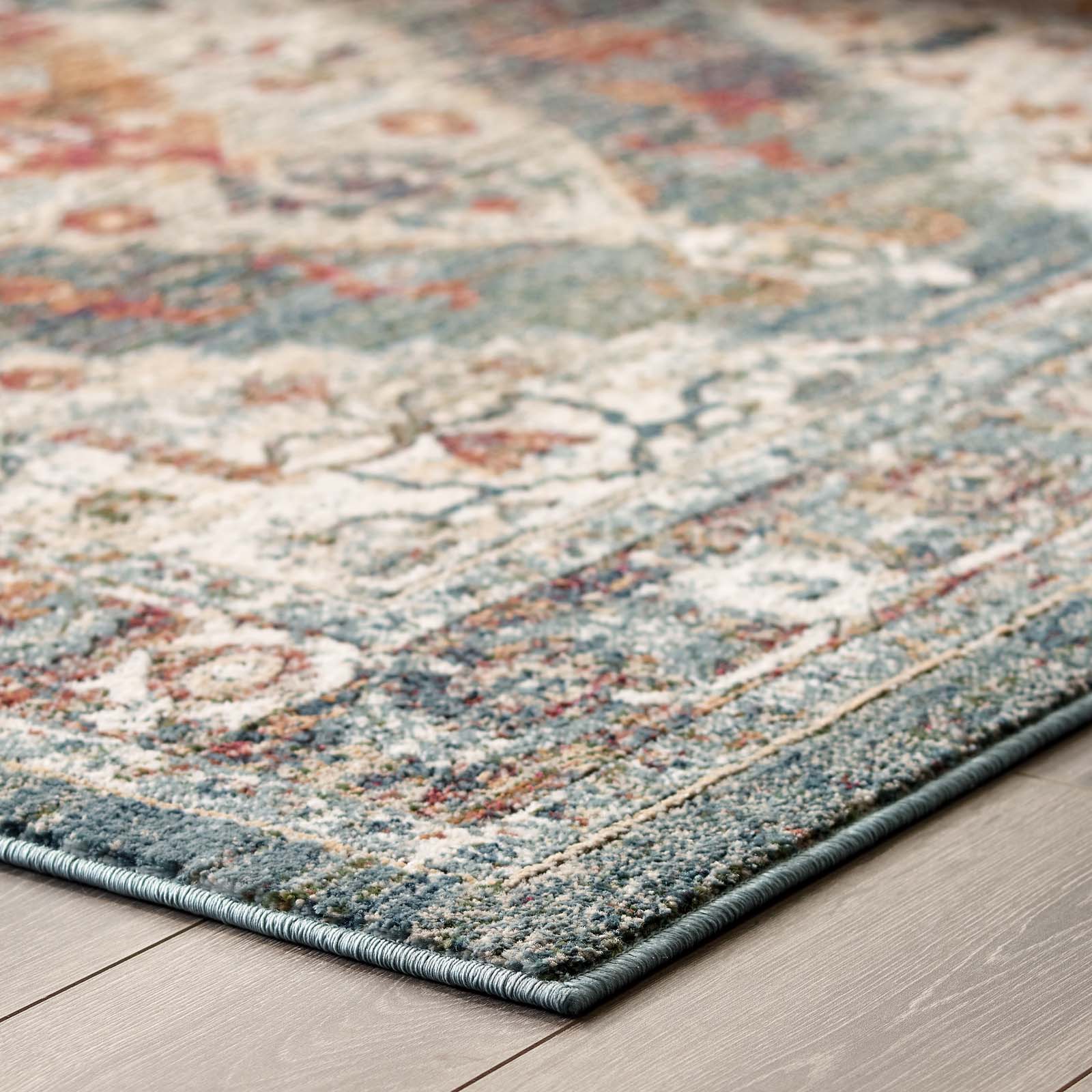 Modway Indoor Rugs - Tribute Camellia Distressed Persian Medallion 5x8 Area Rug Multicolored