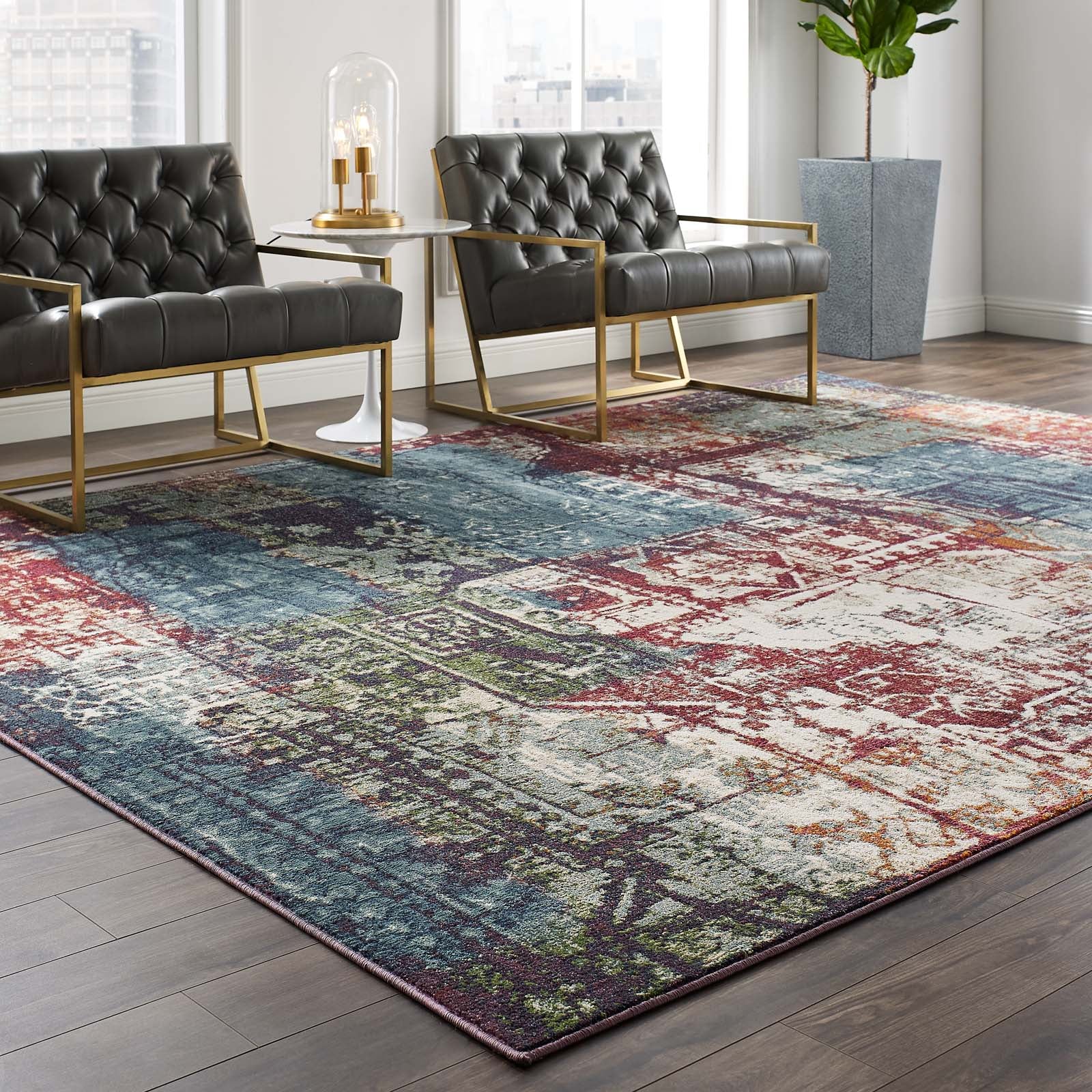 Modway Indoor Rugs - Tribute Elowen Contemporary Modern Vintage Mosaic 8x10 Area Rug Multicolored
