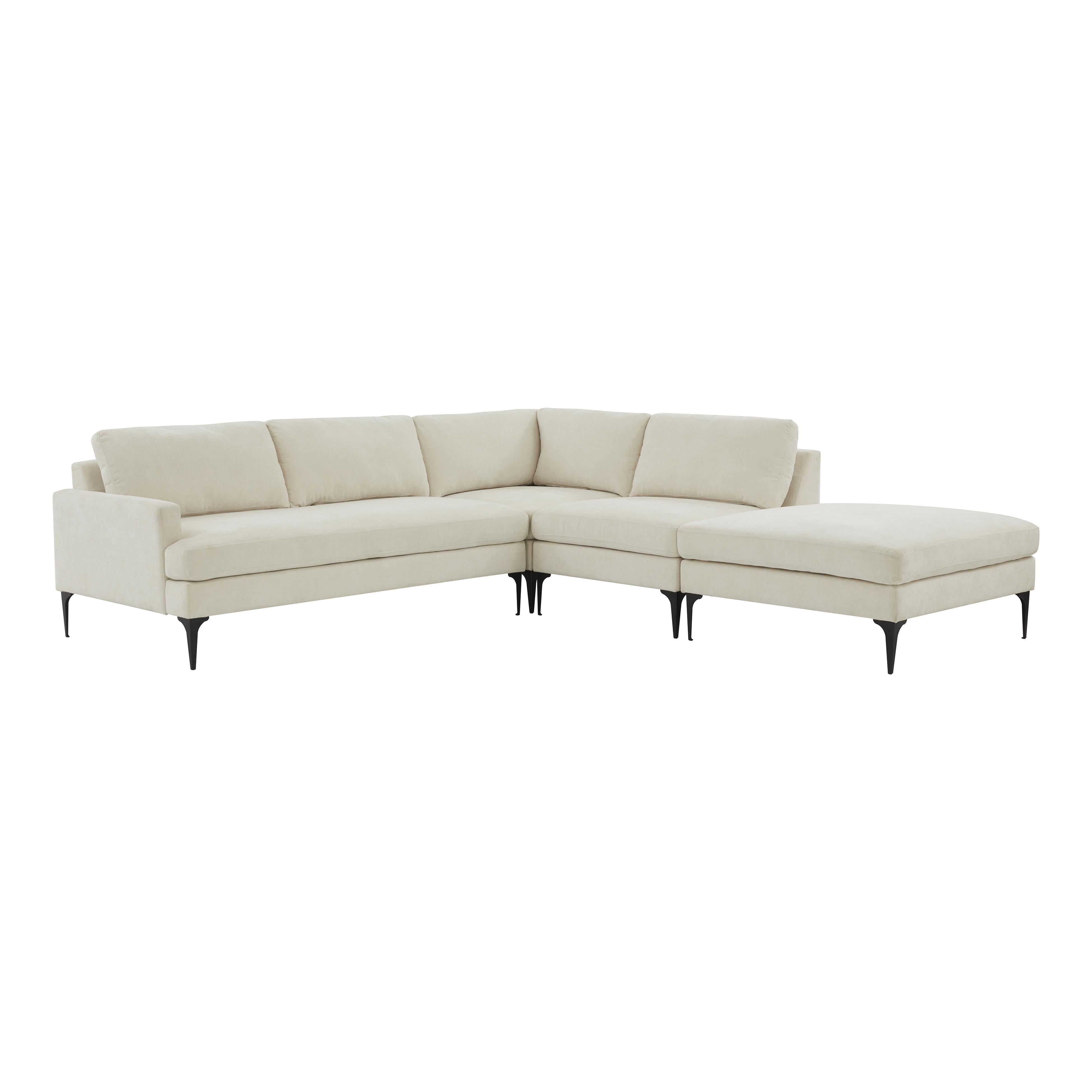 Tov Furniture Sectionals - Serena Cream Velvet Large RAF Chaise Sectional with Black Legs