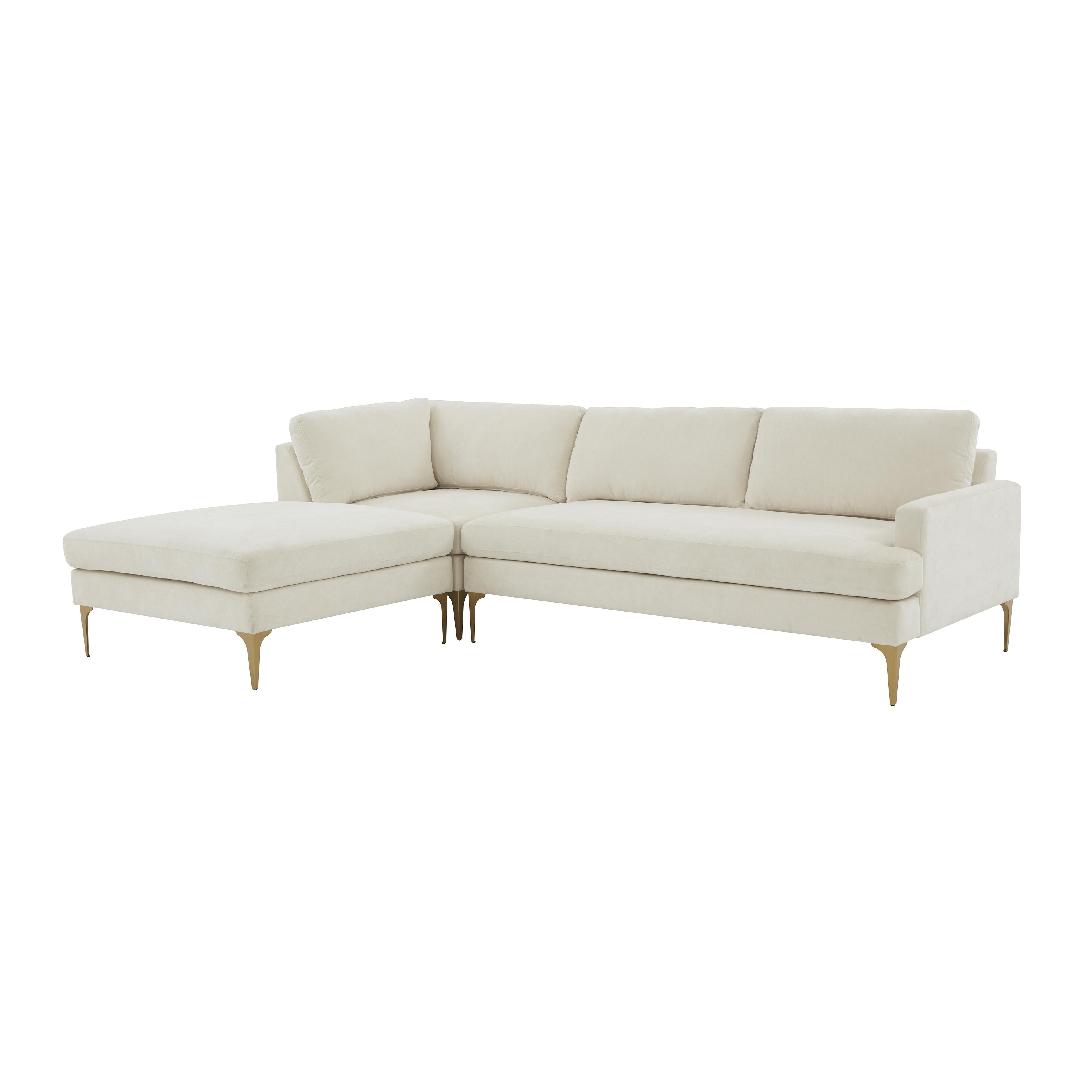 Tov Furniture Accent Chairs - Serena Cream Velvet LAF Chaise Sectional
