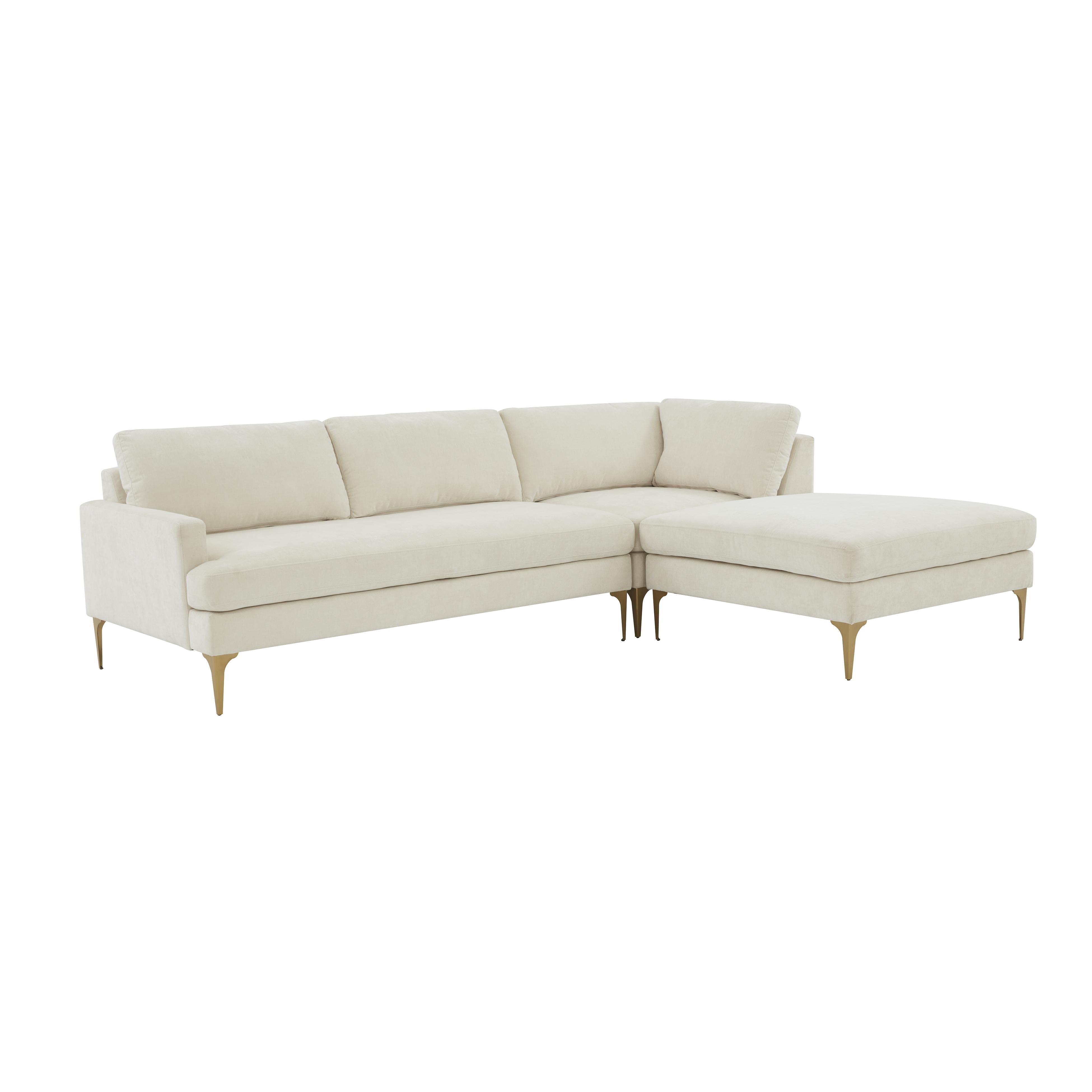 Tov Furniture Sectionals - Serena Cream Velvet RAF Chaise Sectional