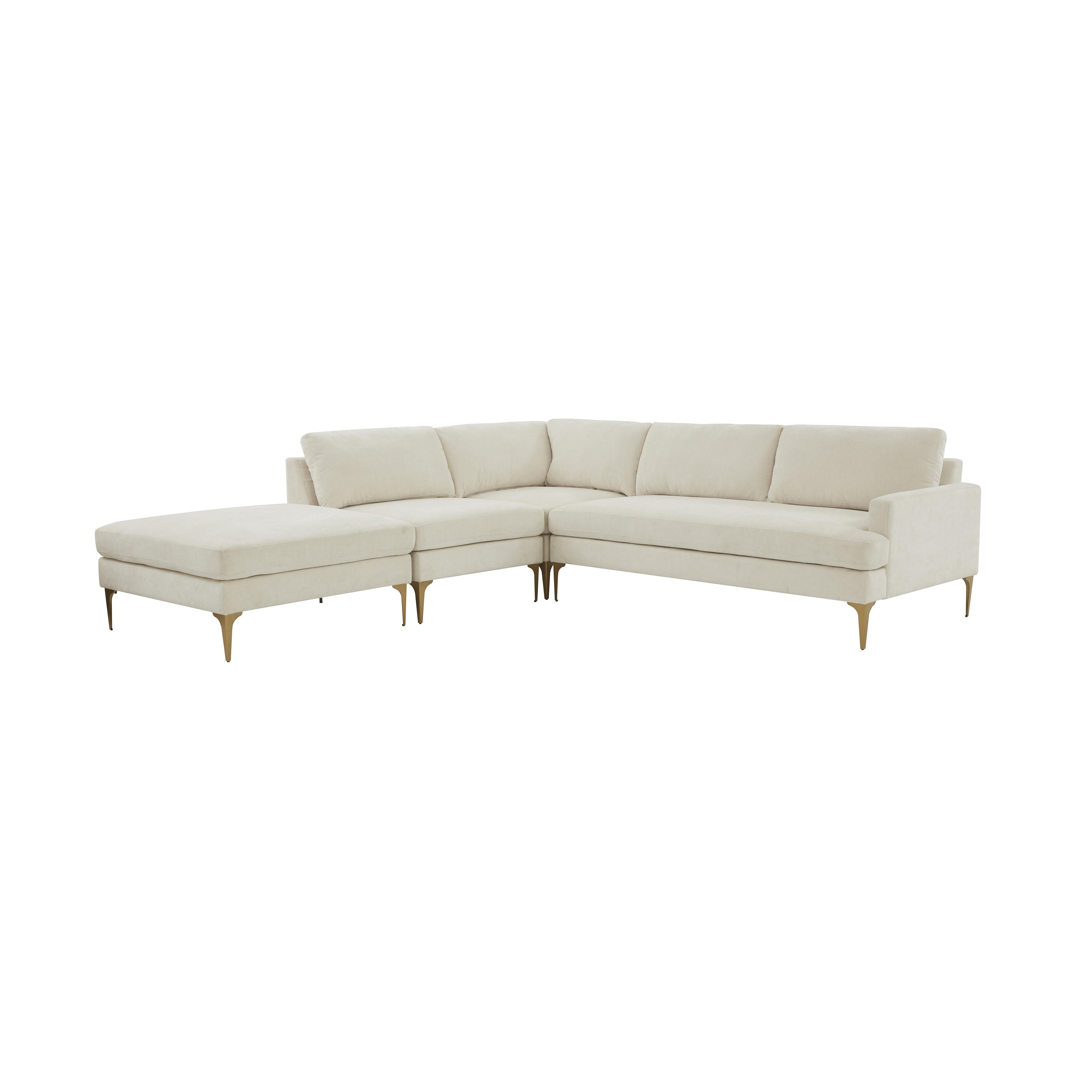 Tov Furniture Sectionals - Serena Cream Velvet Large LAF Chaise Sectional