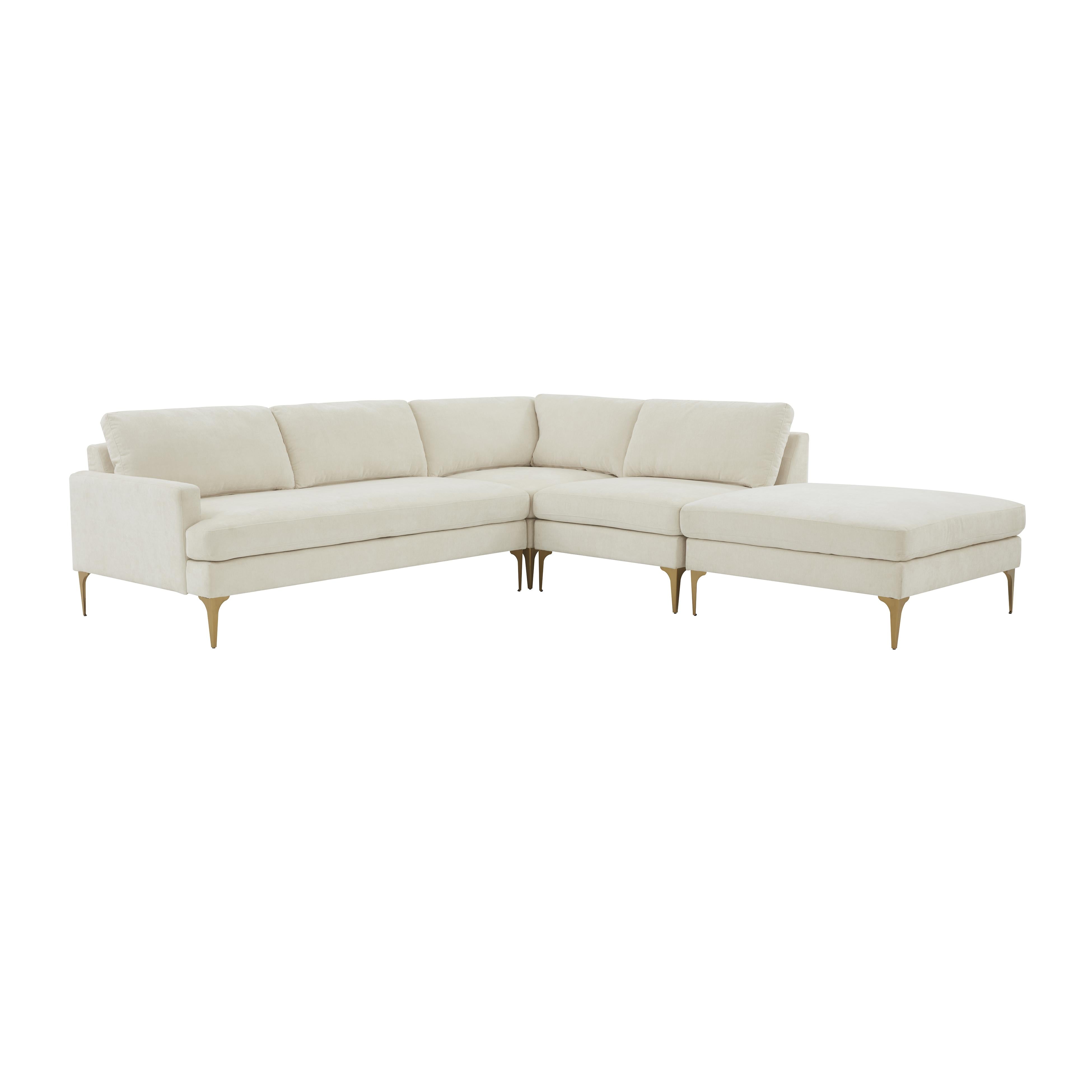 Tov Furniture Sectionals - Serena Cream Velvet Large RAF Chaise Sectional