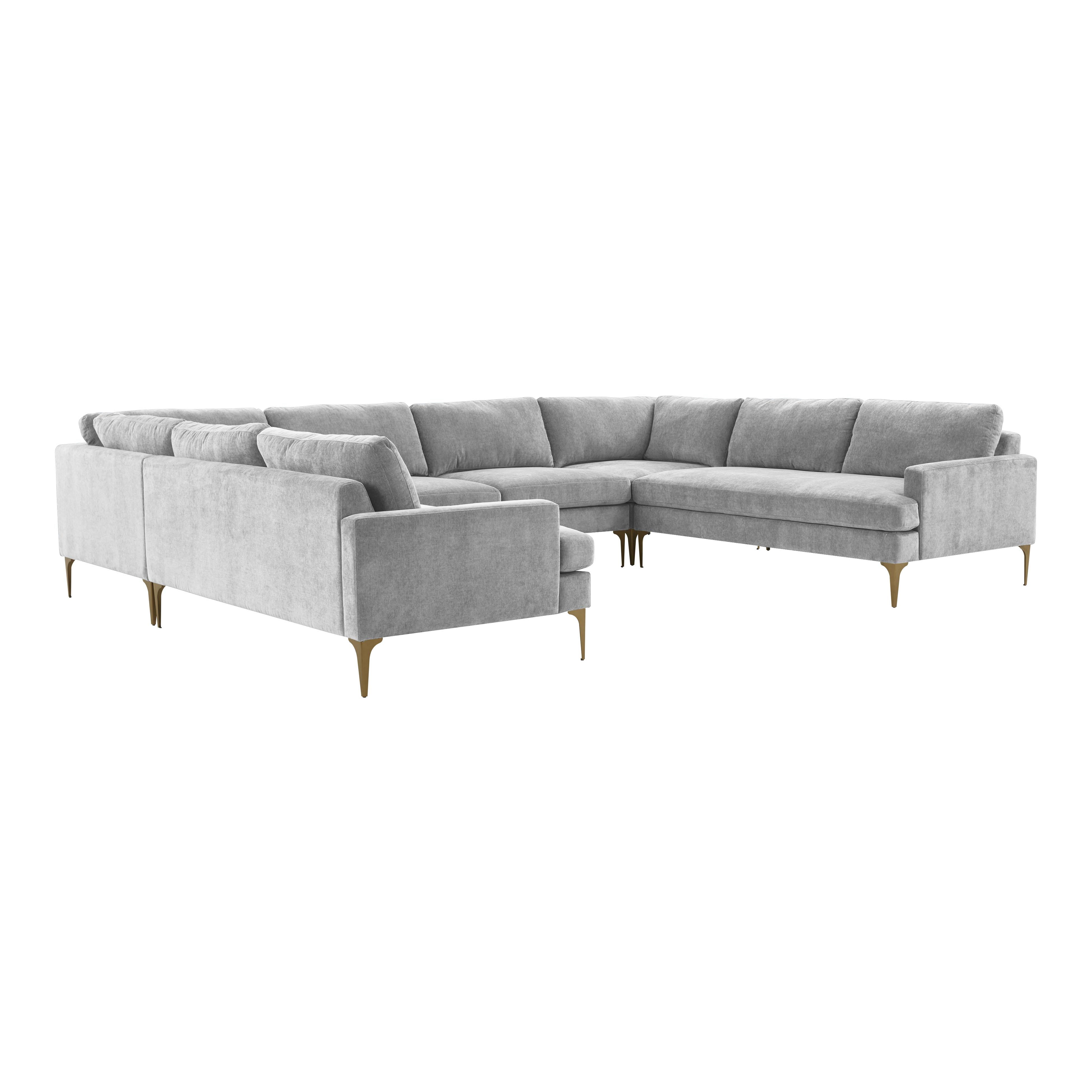 Tov Furniture Sectionals - Serena Gray Velvet U-Sectional