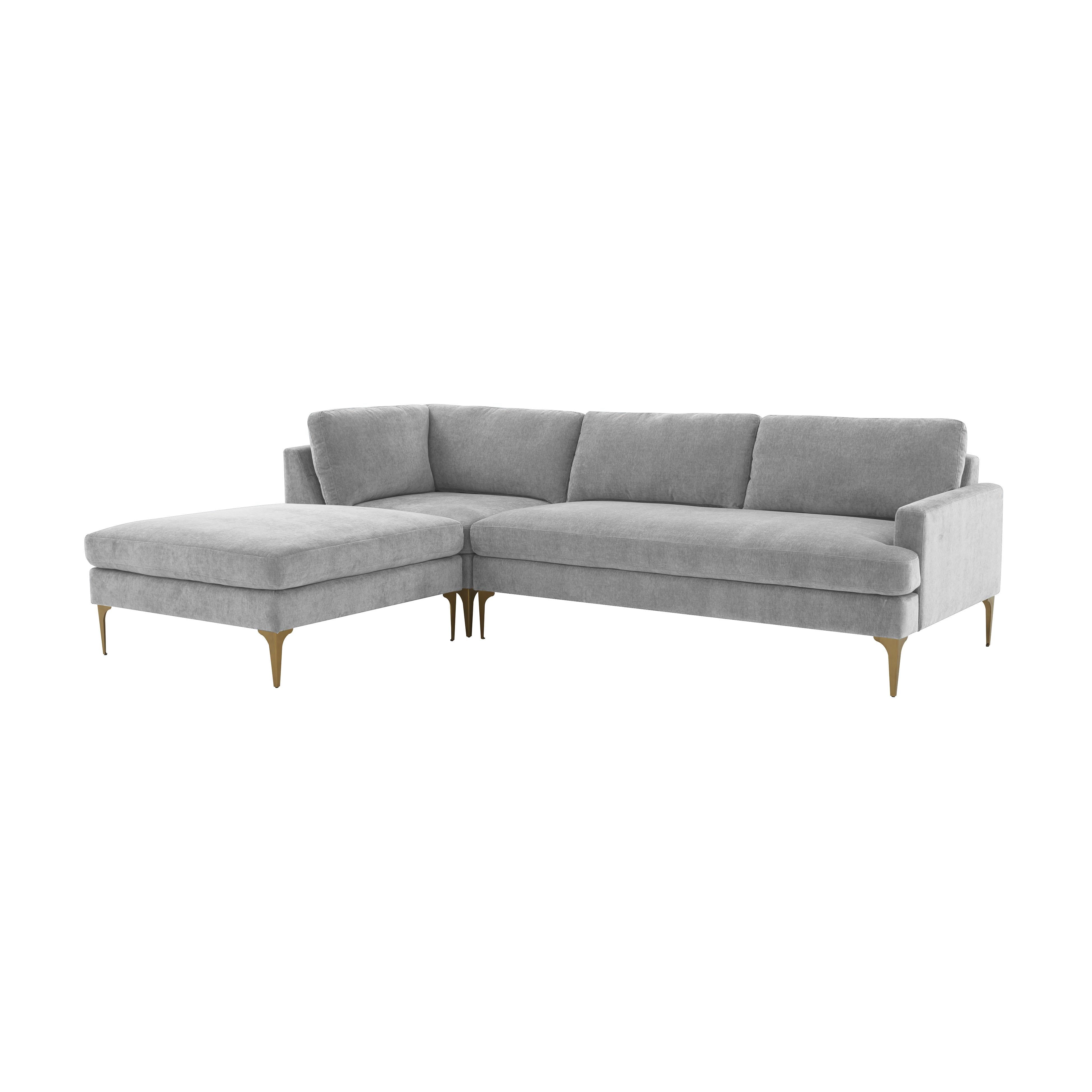 Tov Furniture Sectionals - Serena Gray Velvet LAF Chaise Sectional