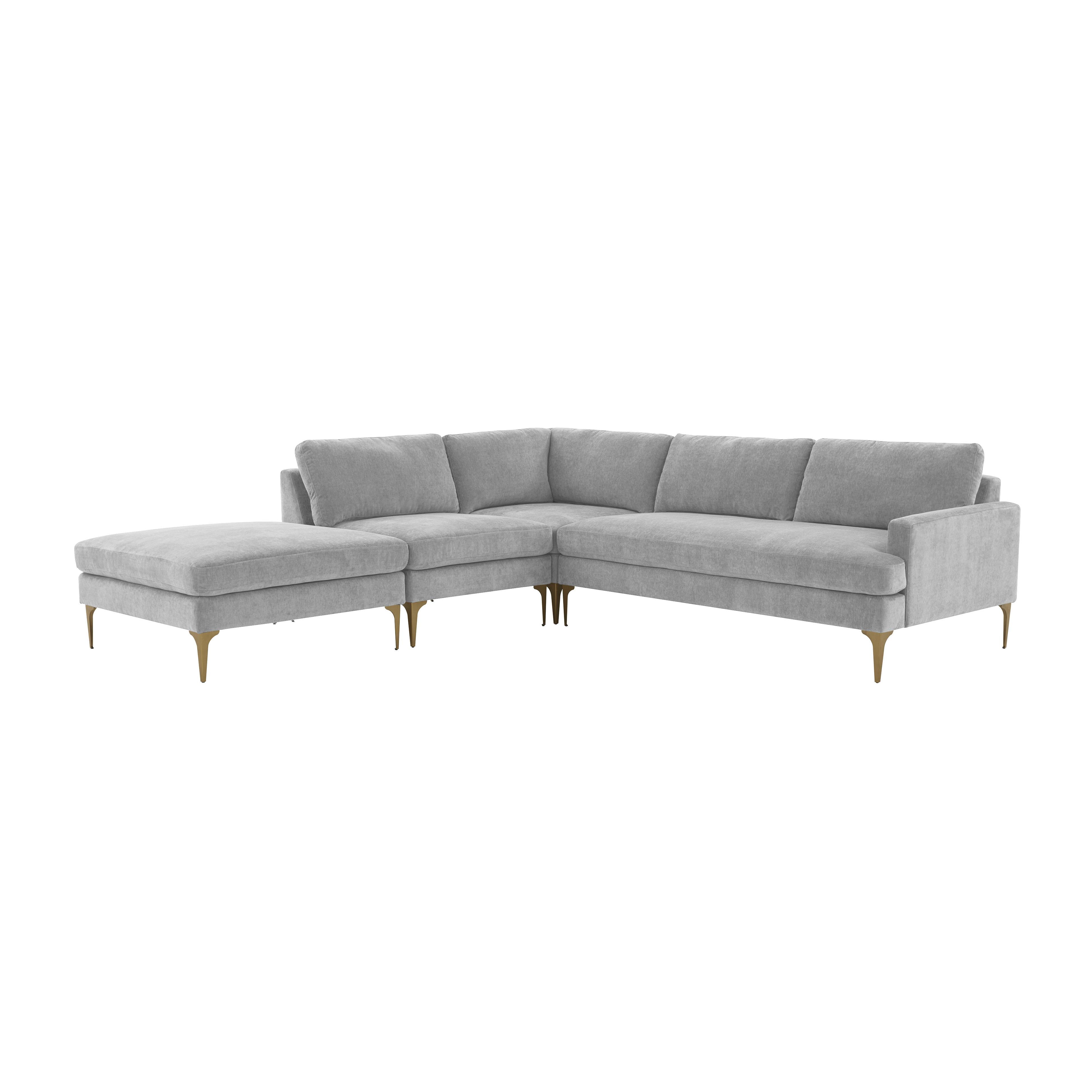 Tov Furniture Sectionals - Serena Gray Velvet Large LAF Chaise Sectional