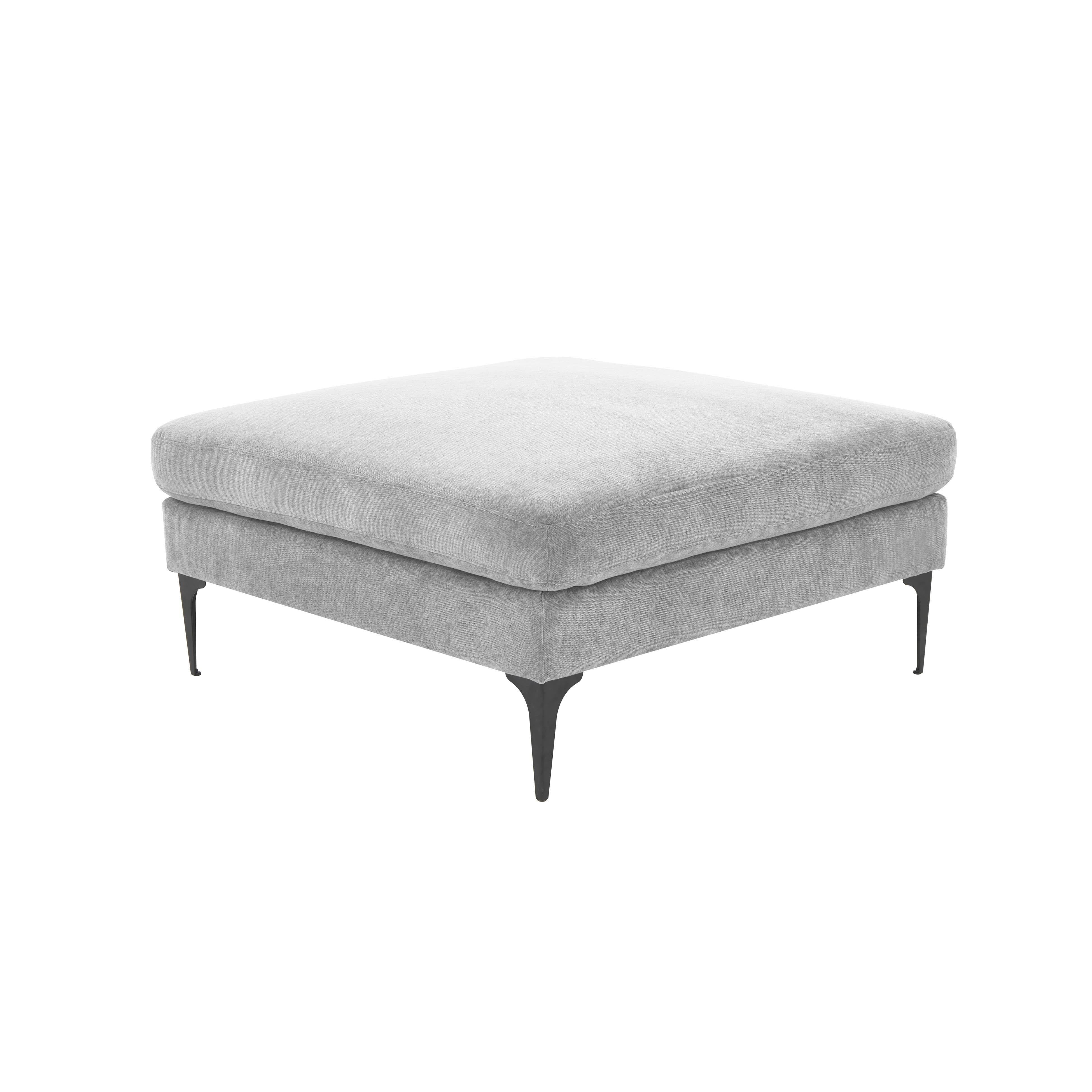 Tov Furniture Sectionals - Serena Gray Velvet Ottoman with Black Legs