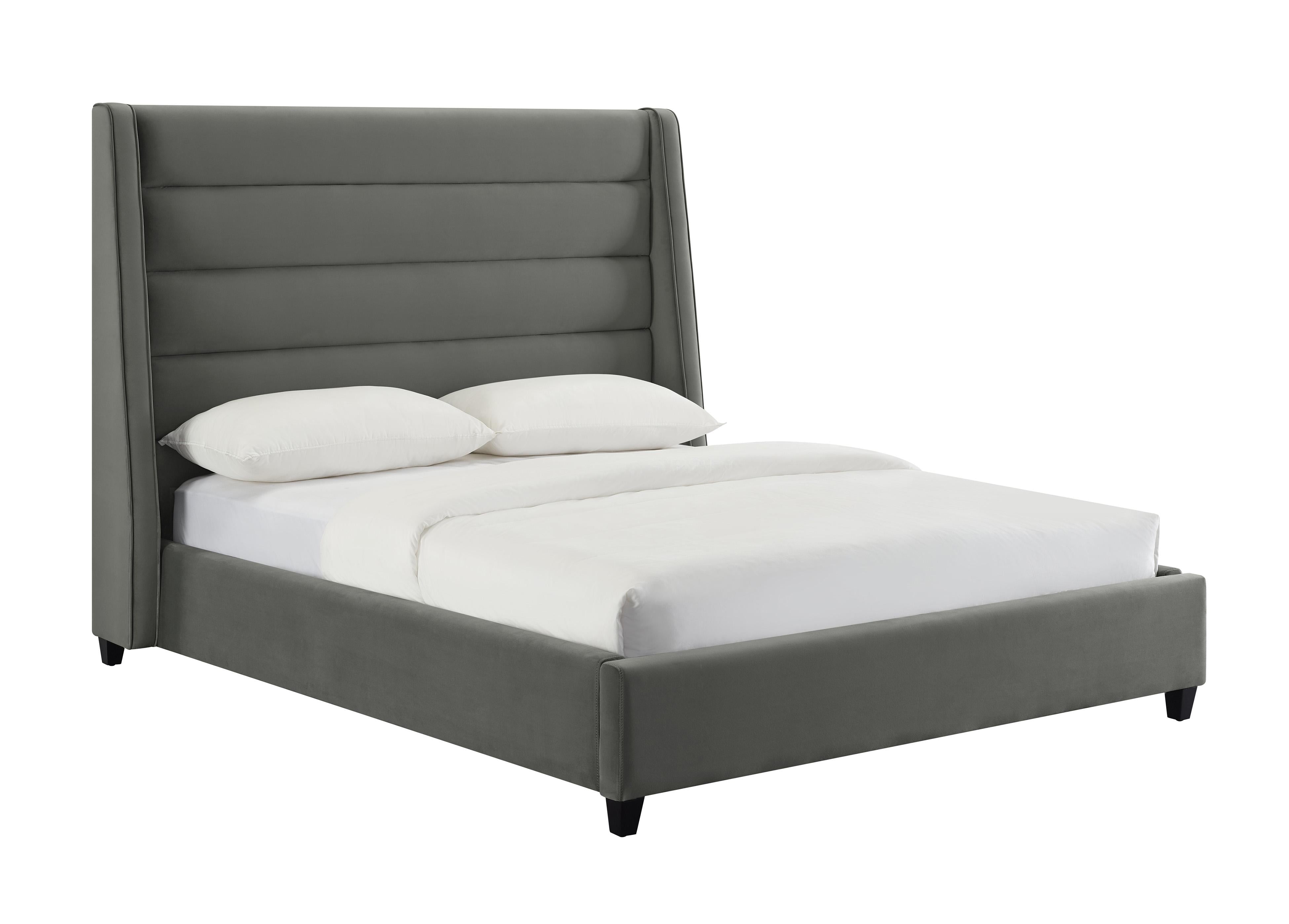 Tov Furniture Beds - Koah Grey Velvet Bed in King