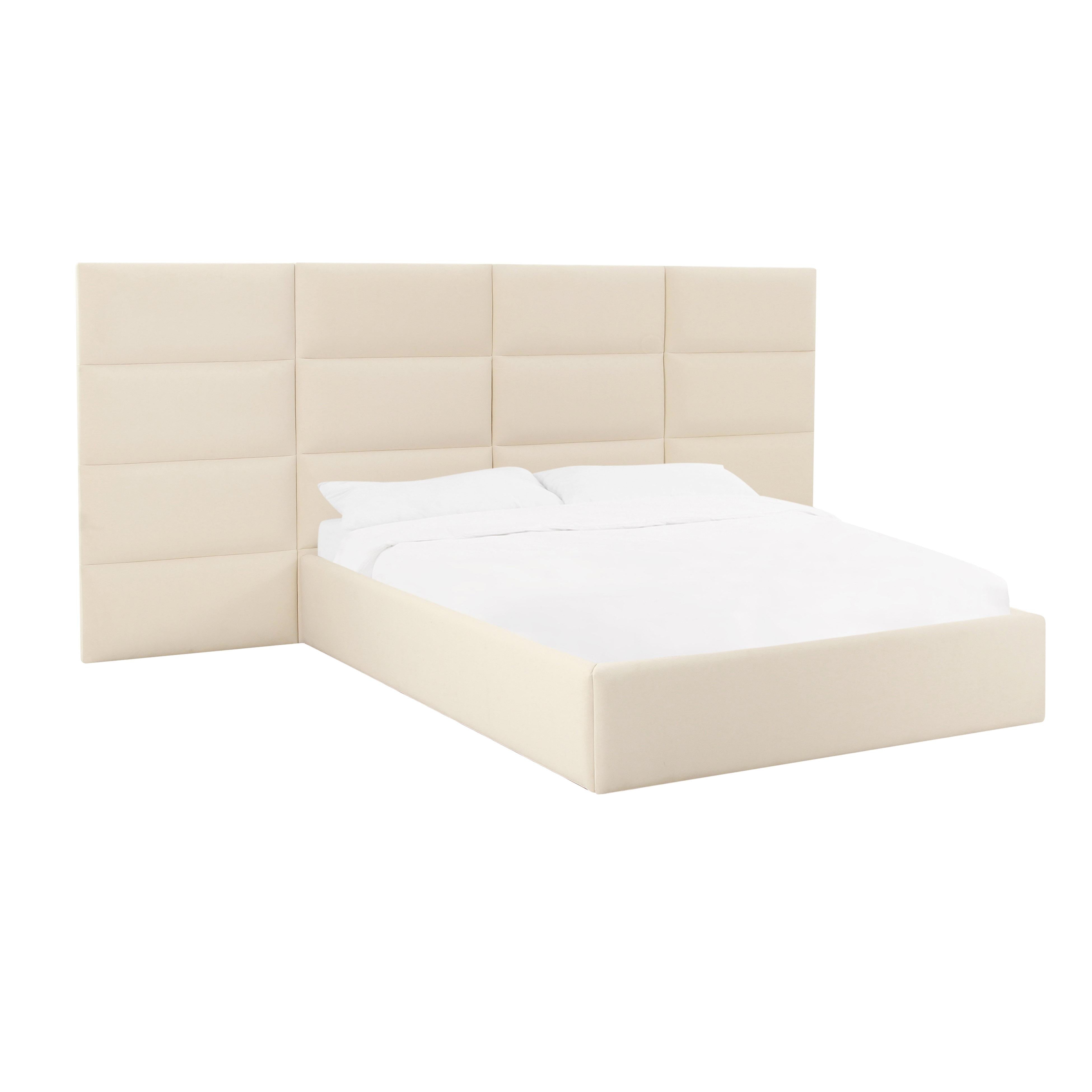 Tov Furniture Beds - Eliana Cream Velvet Queen Bed with Wings