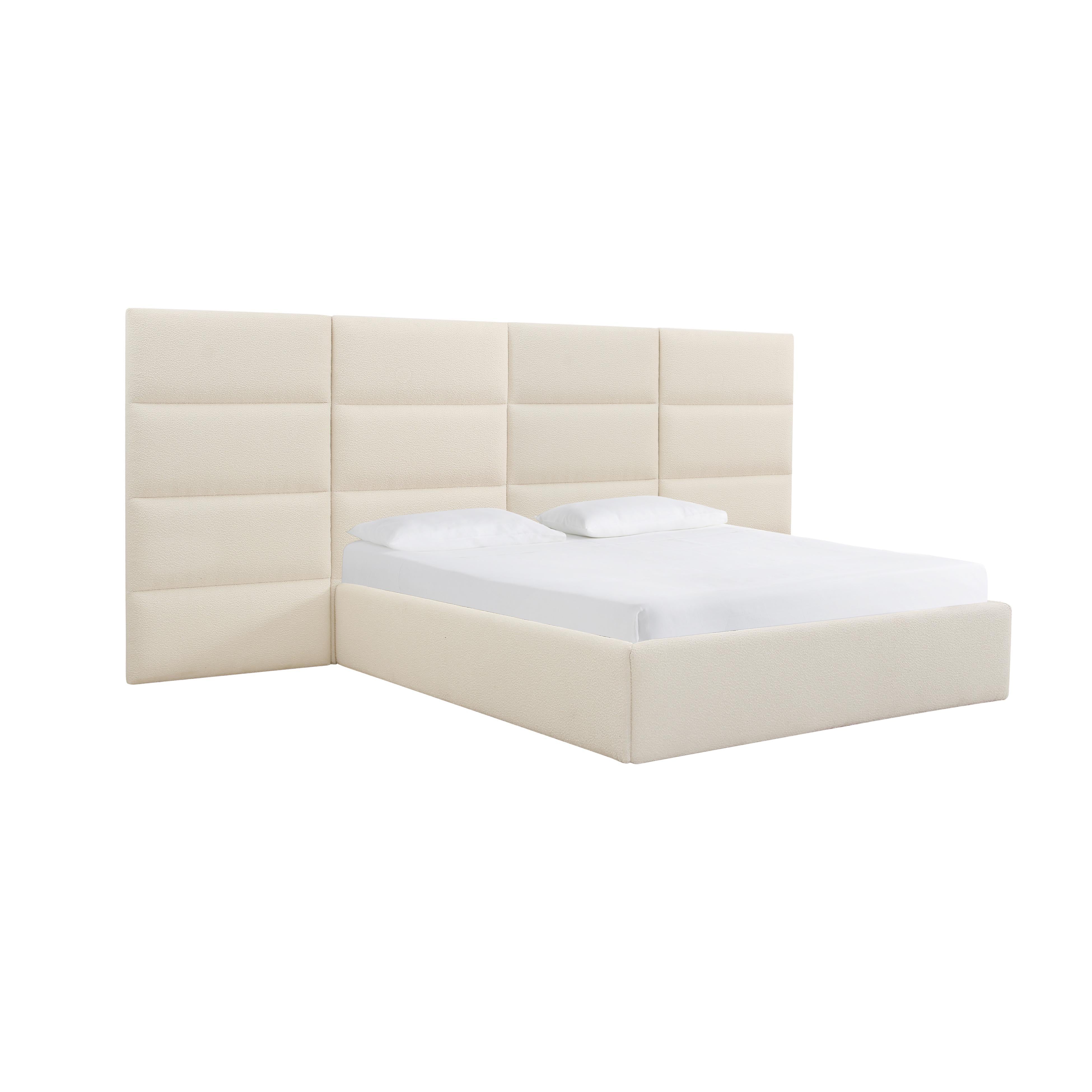 Tov Furniture Beds - Eliana Cream Boucle King Bed with Wings