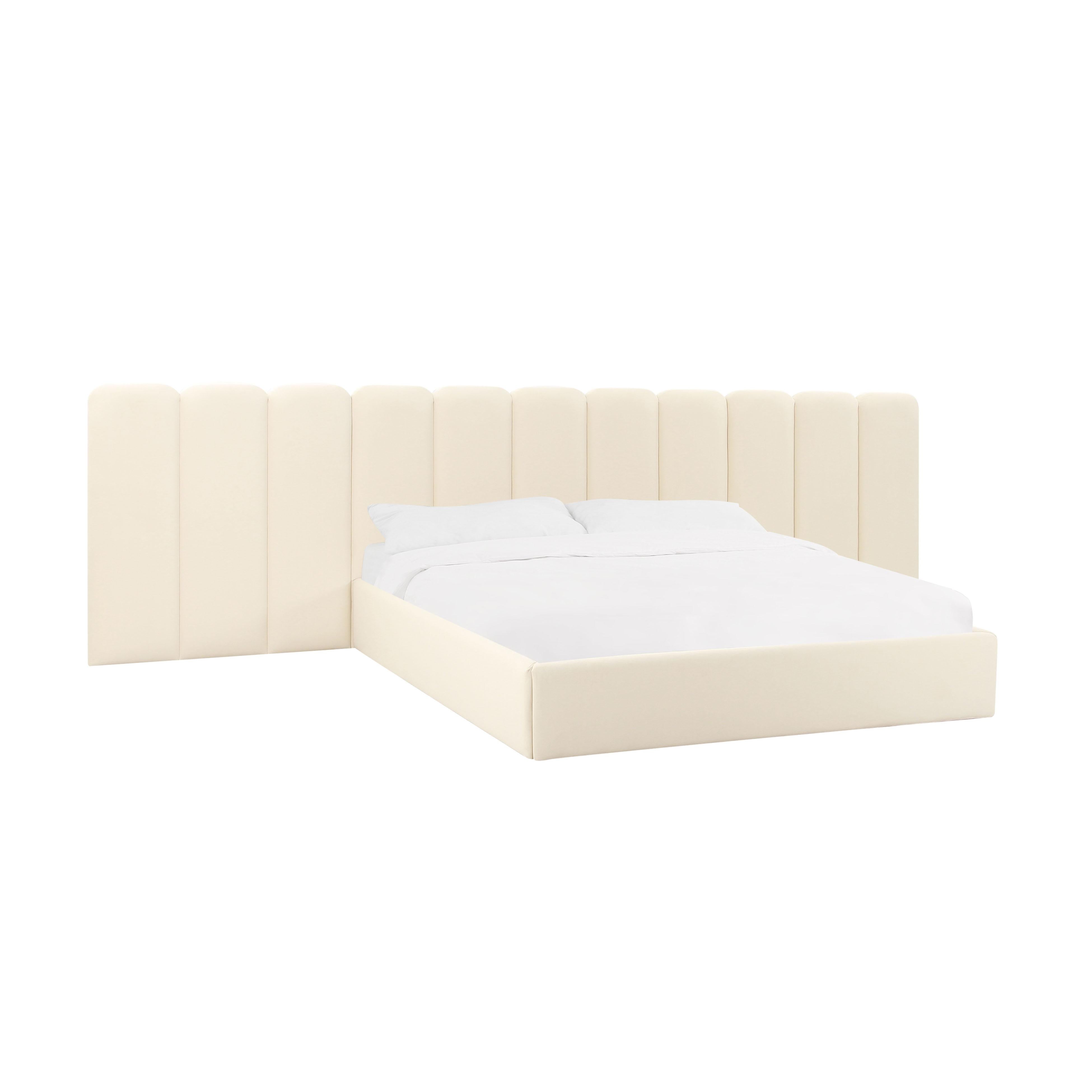 Tov Furniture Beds - Palani Cream Velvet Queen Bed with Wings