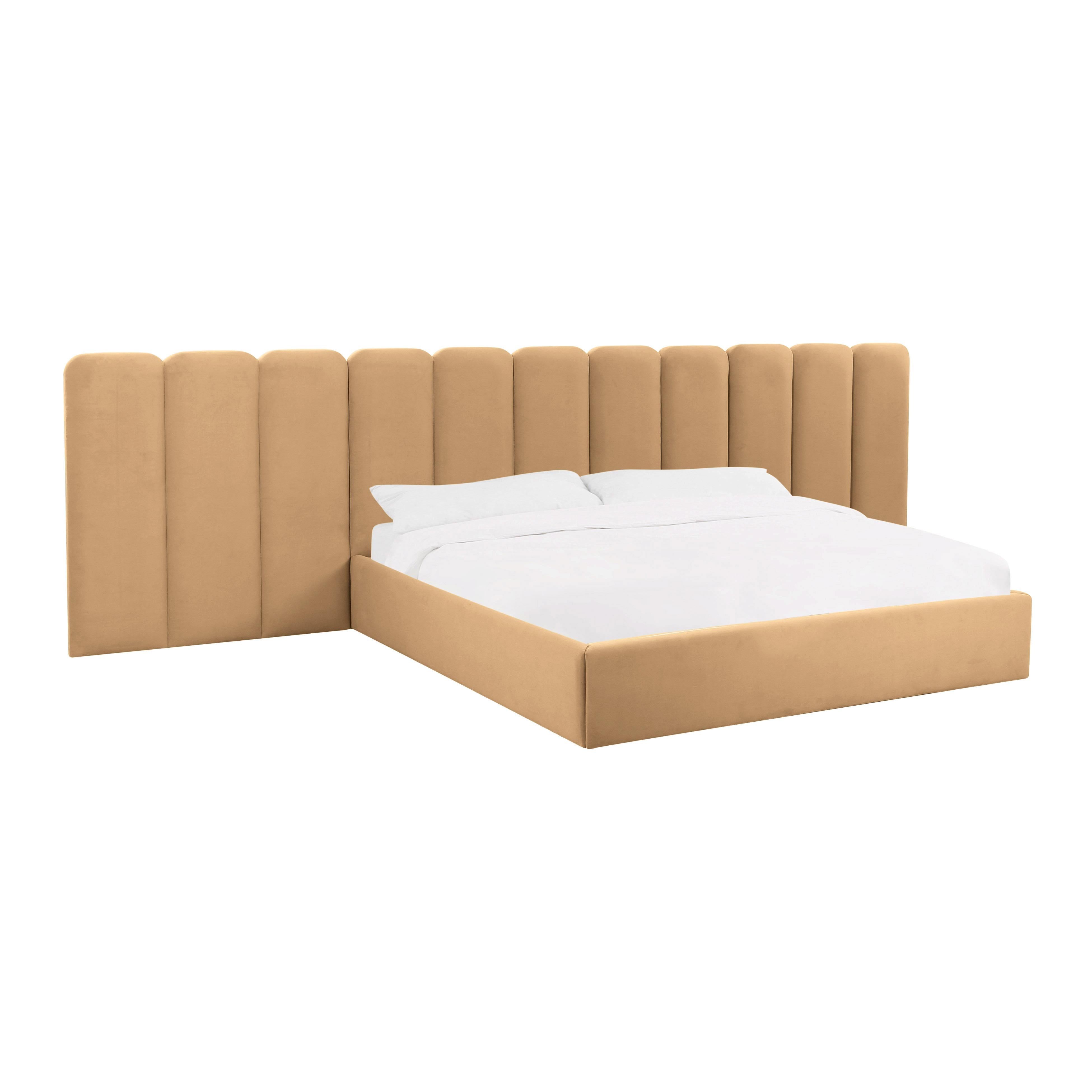 Tov Furniture Beds - Palani Honey Velvet King Bed with Wings