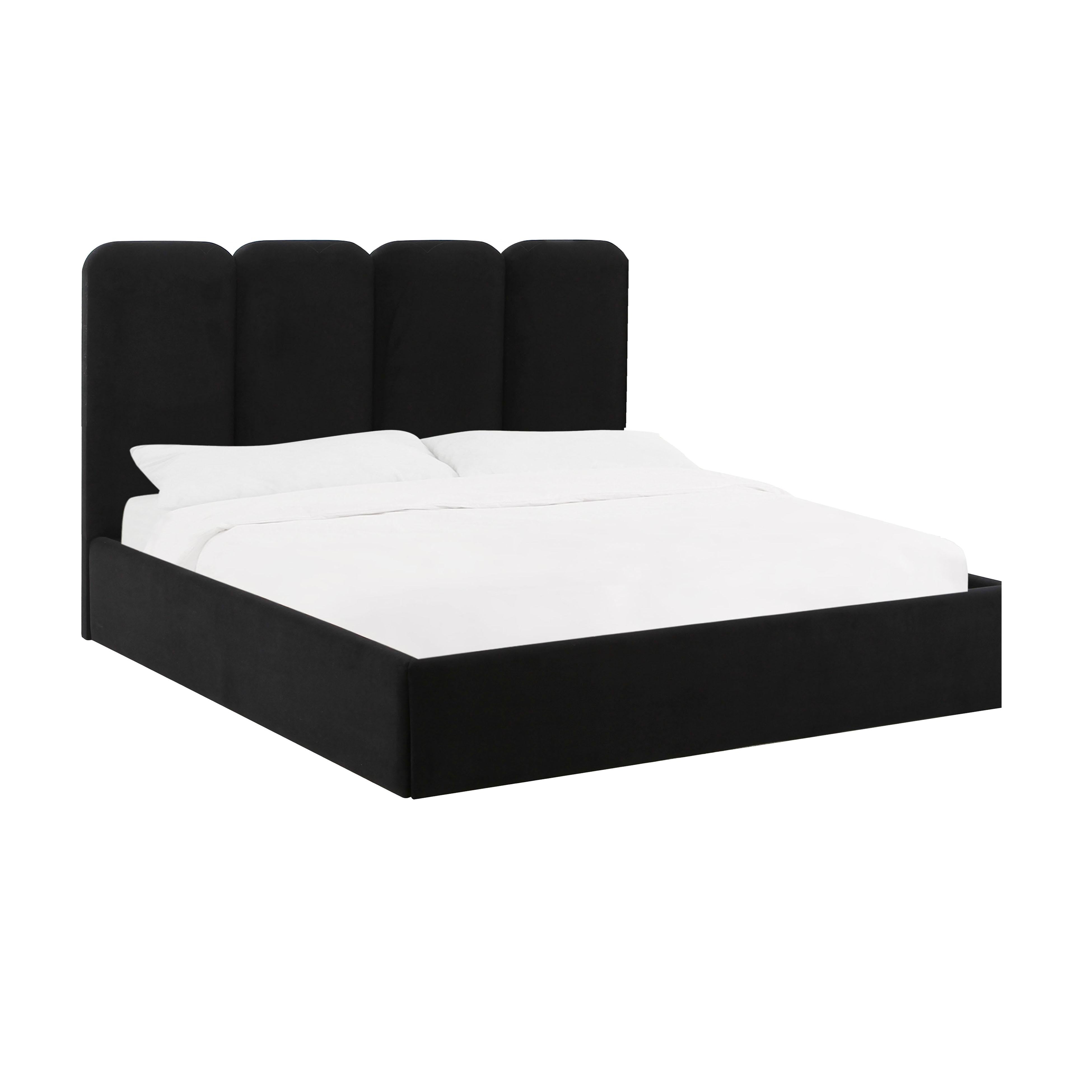 Tov Furniture Beds - Palani Black Velvet Queen Bed
