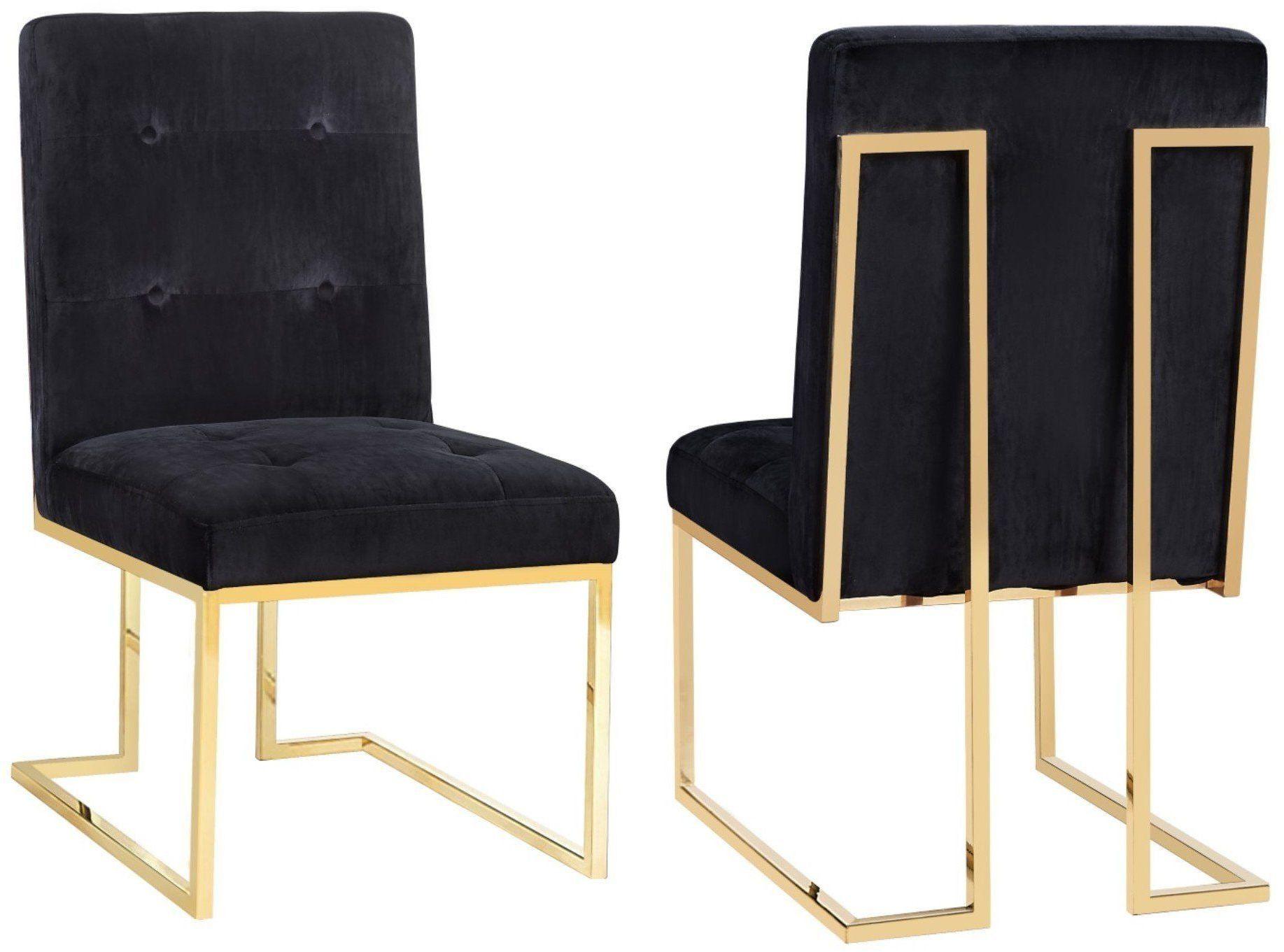 Tov Furniture Dining Chairs - Akiko Black Velvet Chair - Set of 2