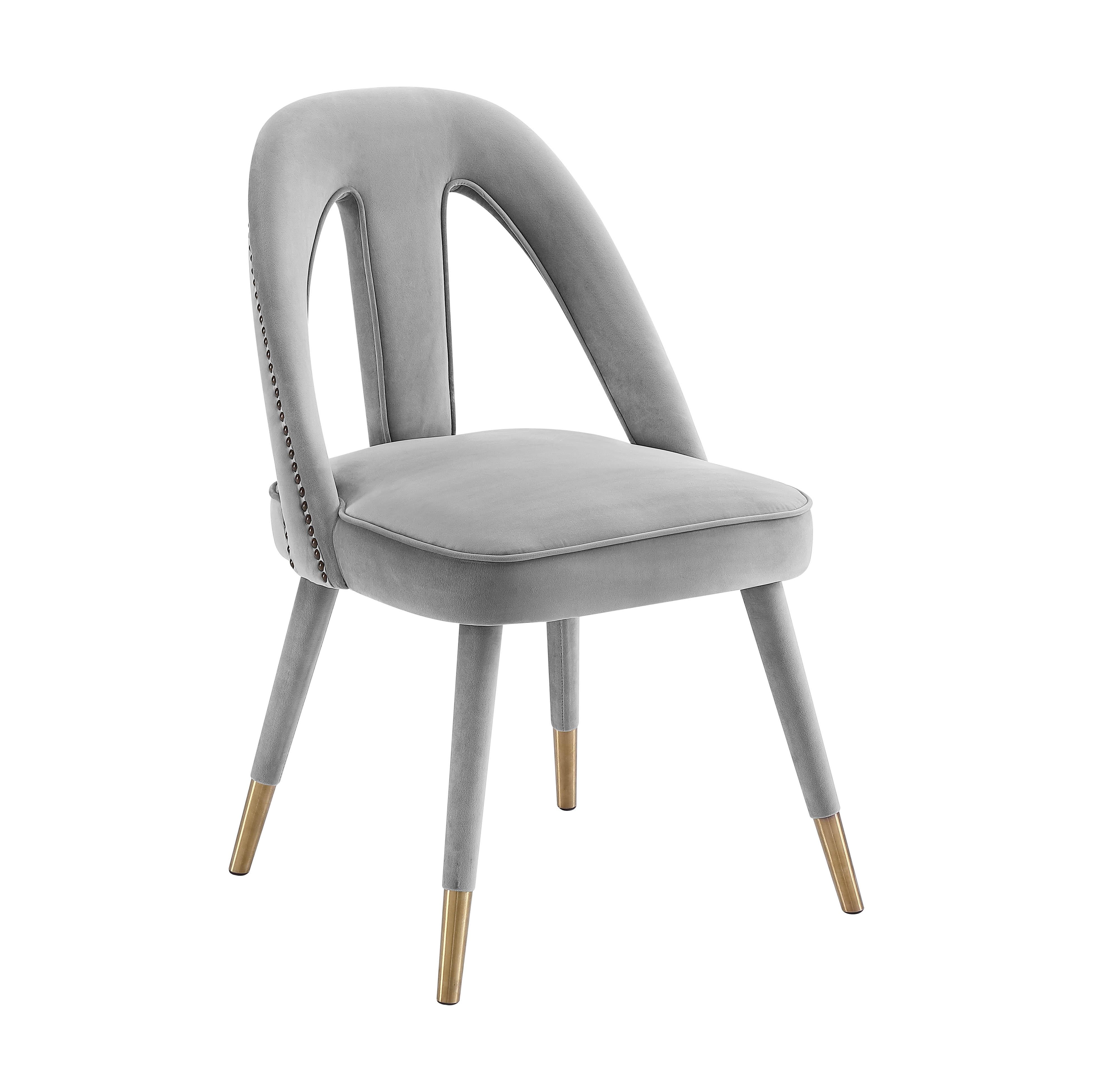 Tov Furniture Dining Chairs - Petra Light Grey Velvet Side Chair
