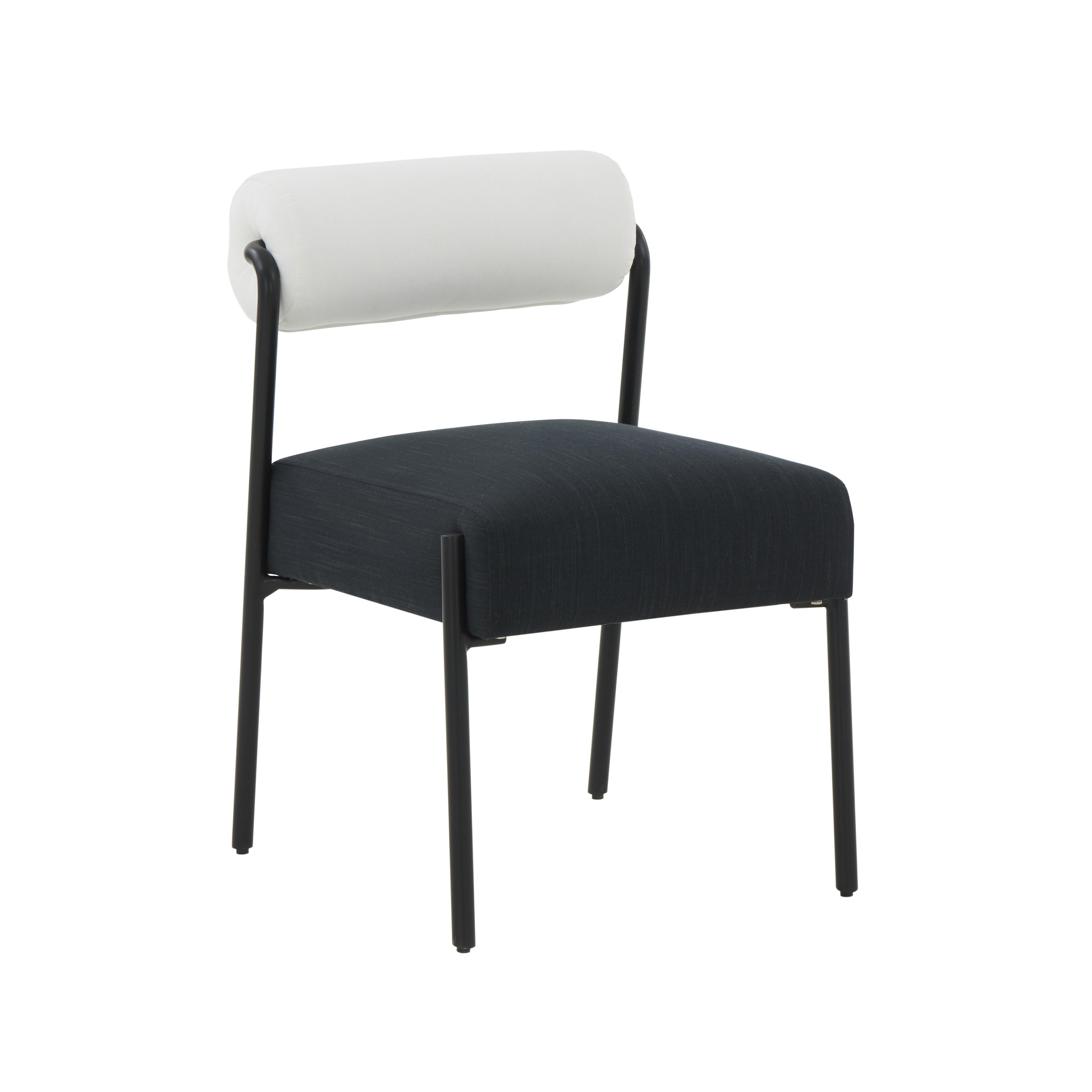 Tov Furniture Dining Chairs - Jolene Cream and Black Linen Dining Chair - Set of 2