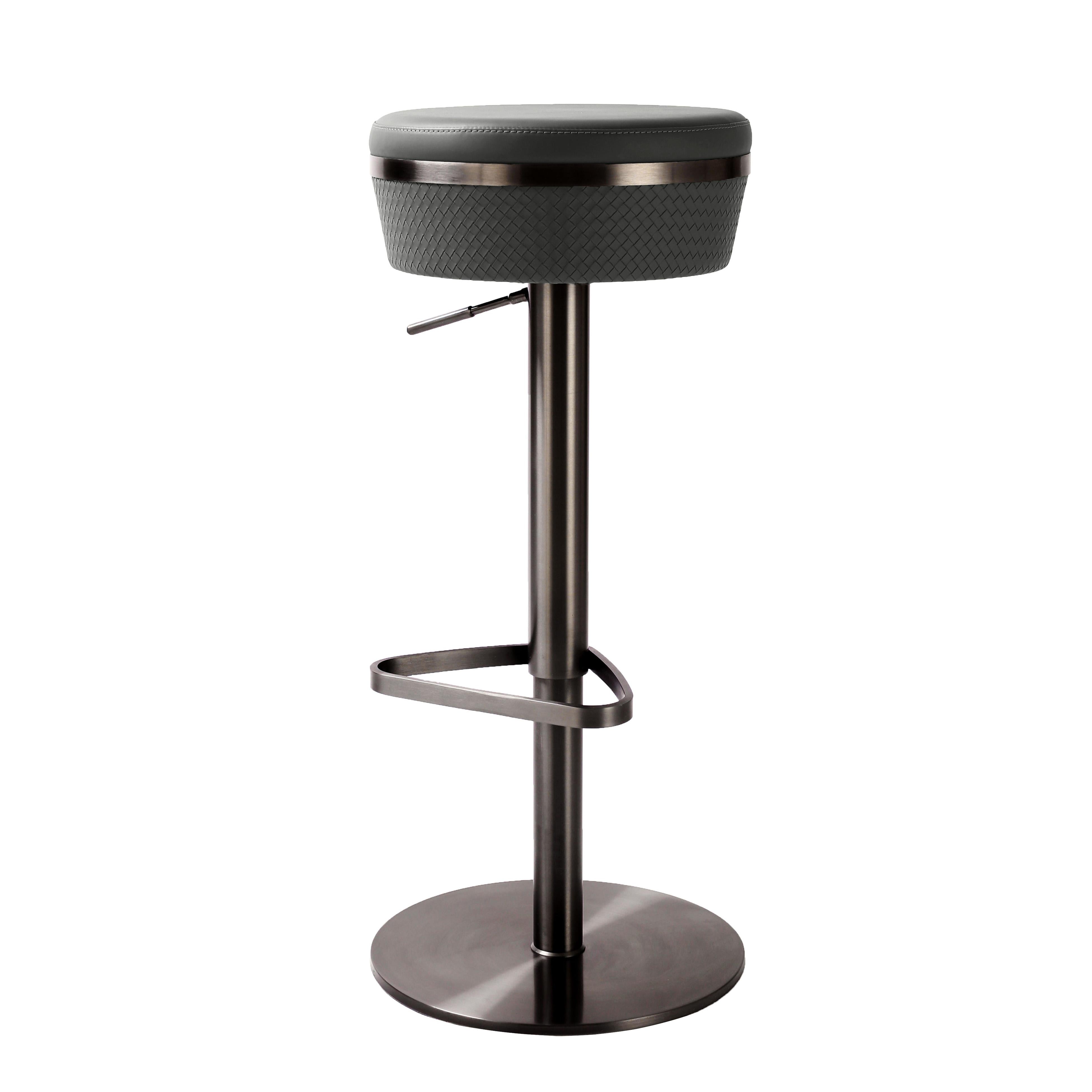 Tov Furniture Stools - Astro Grey Woven Vegan Leather Adjustable Stool