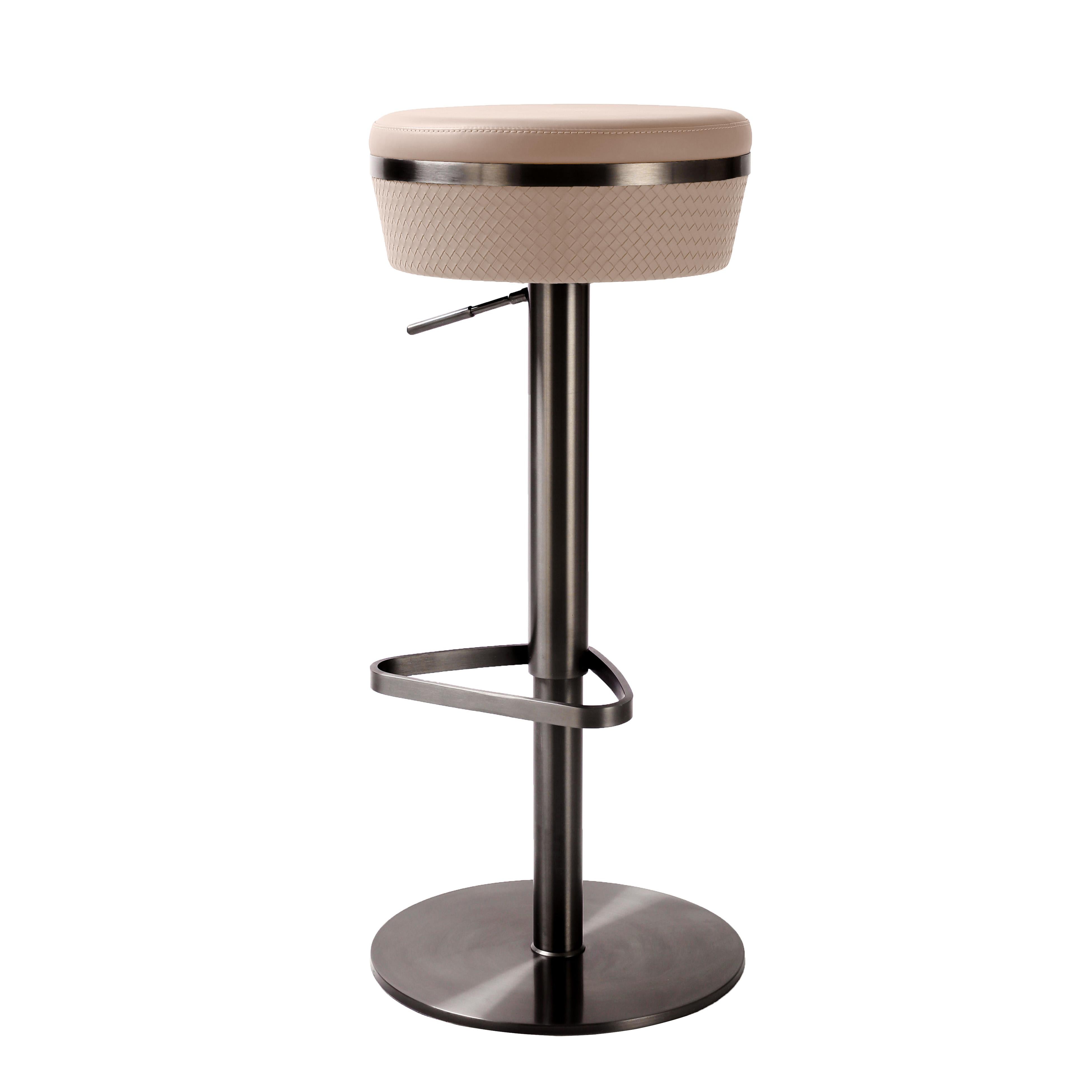 Tov Furniture Stools - Astro Cafe au Lait Woven Vegan Leather Adjustable Stool