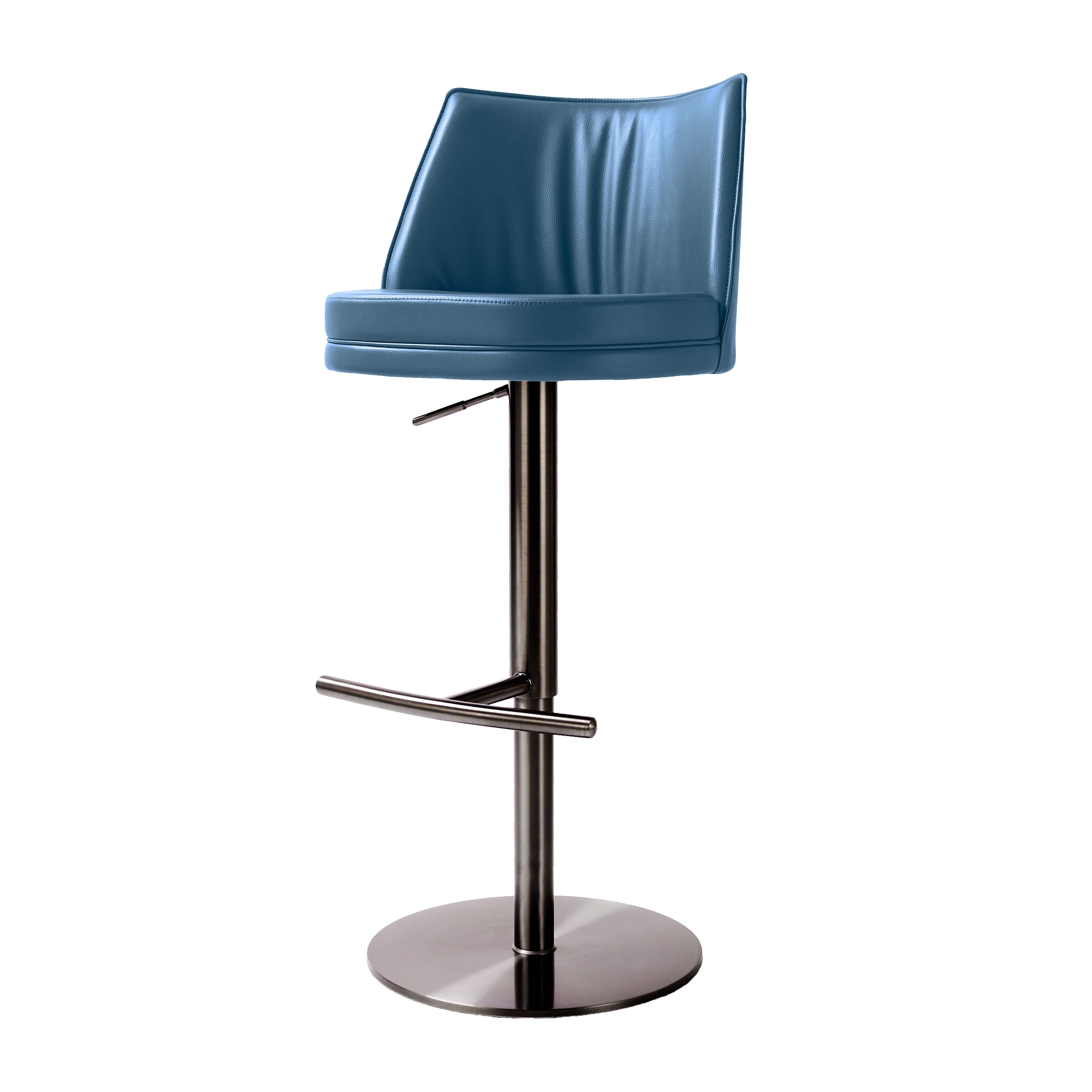 Tov Furniture Stools - Gala Blue Vegan Leather on Adjustable Stool