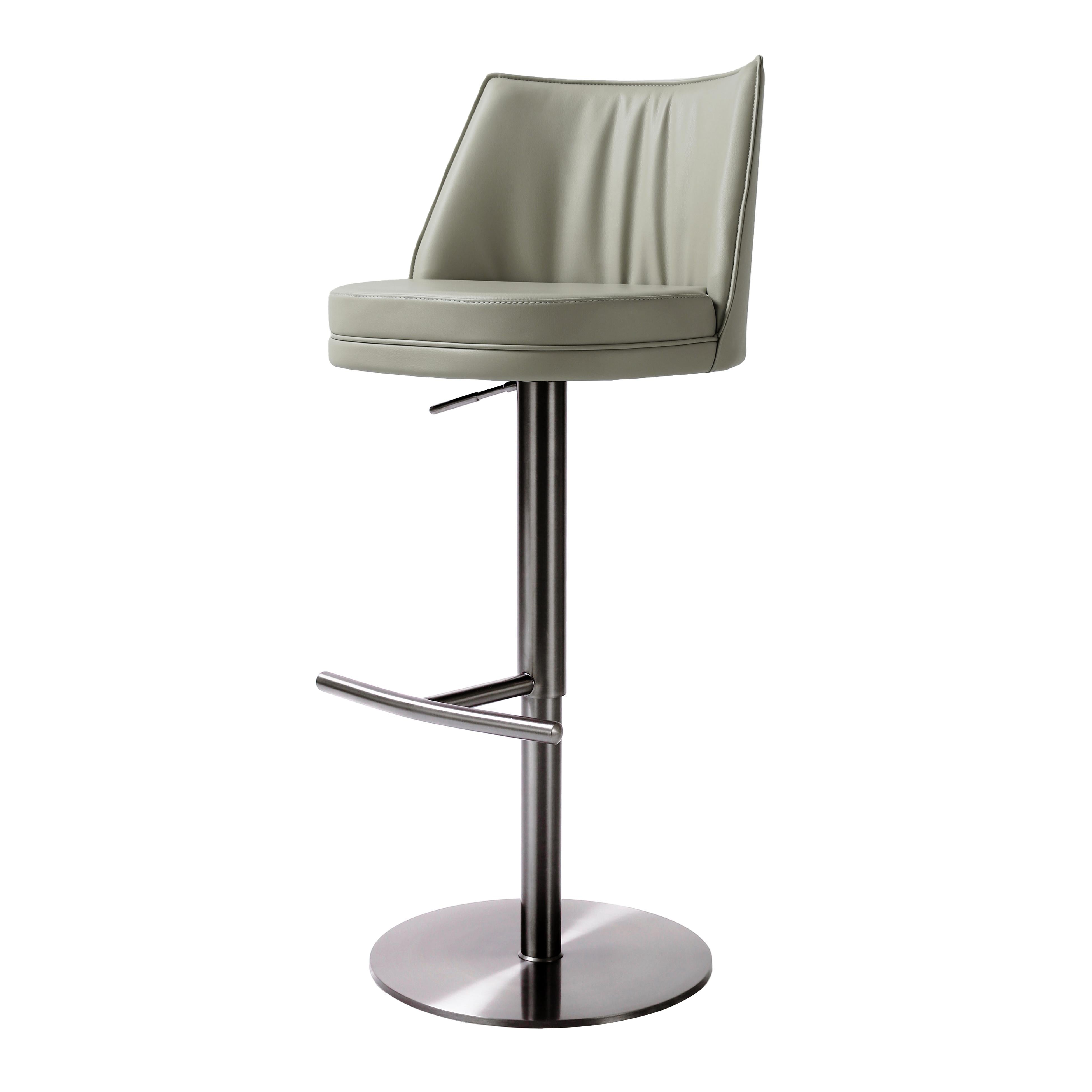 Tov Furniture Stools - Gala Light Grey Vegan Leather on Black Adjustable Stool