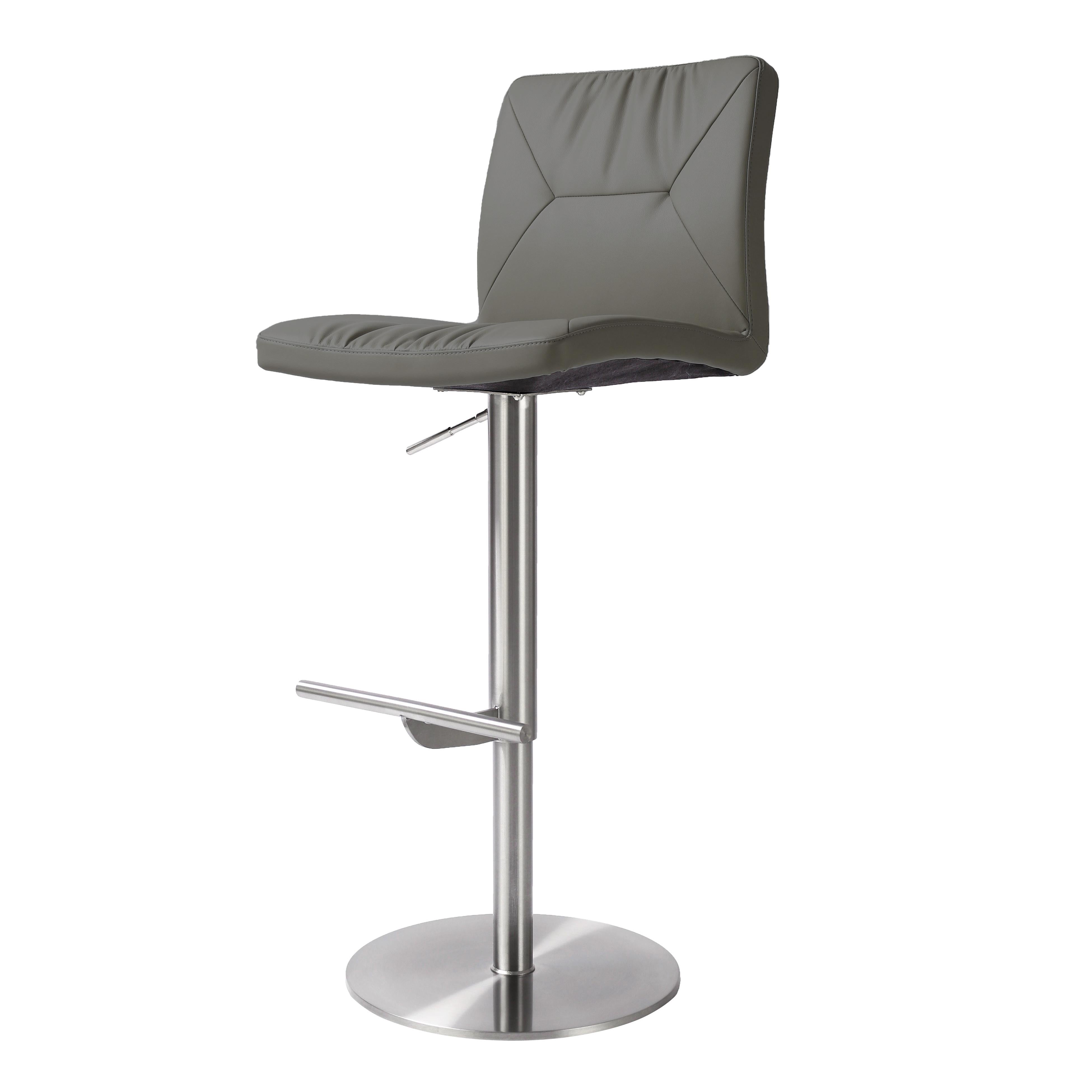 Tov Furniture Stools - Paddy Dark Grey Vegan Leather on Silver Adjustable Stool