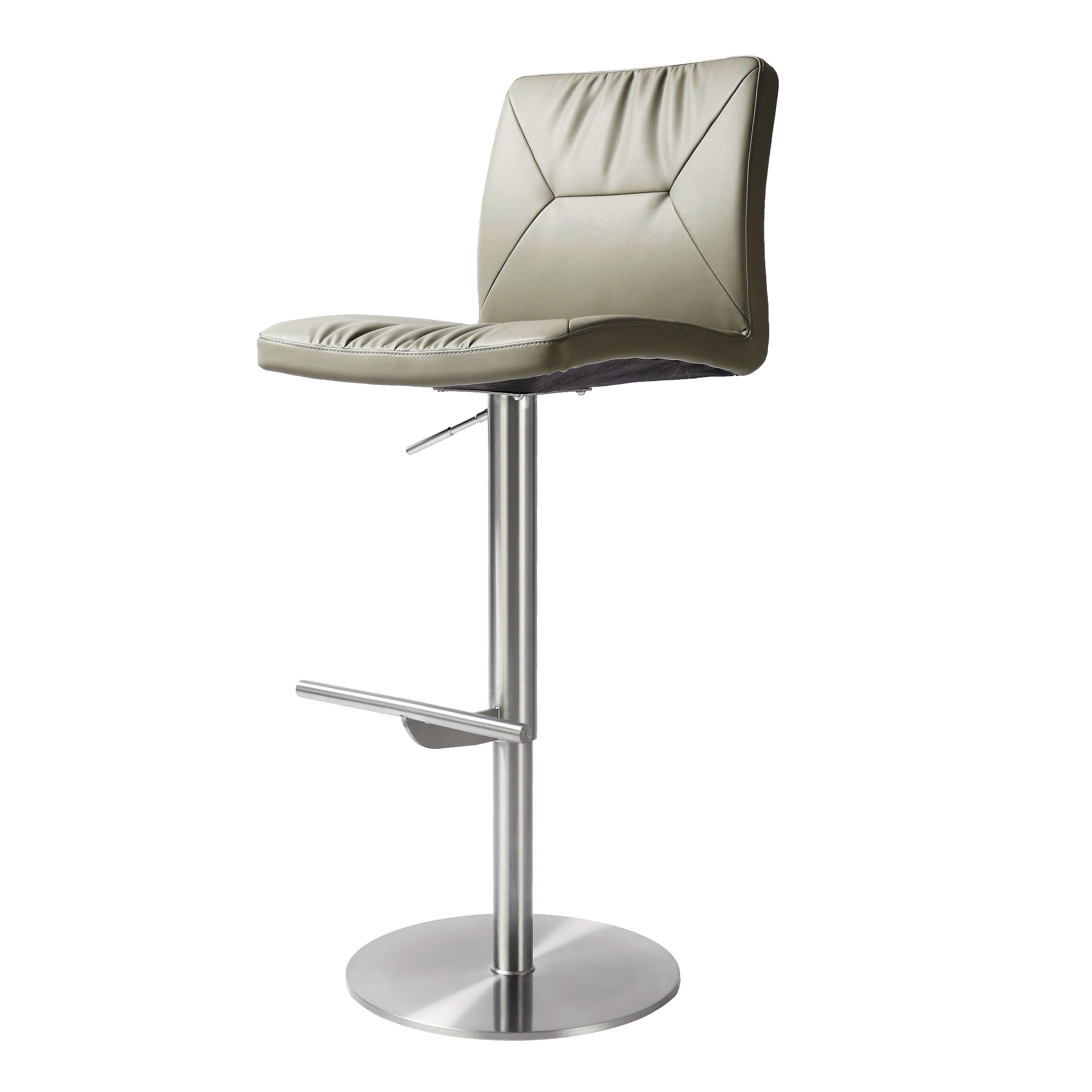 Tov Furniture Stools - Paddy Light Grey Vegan Leather on Silver Adjustable Stool