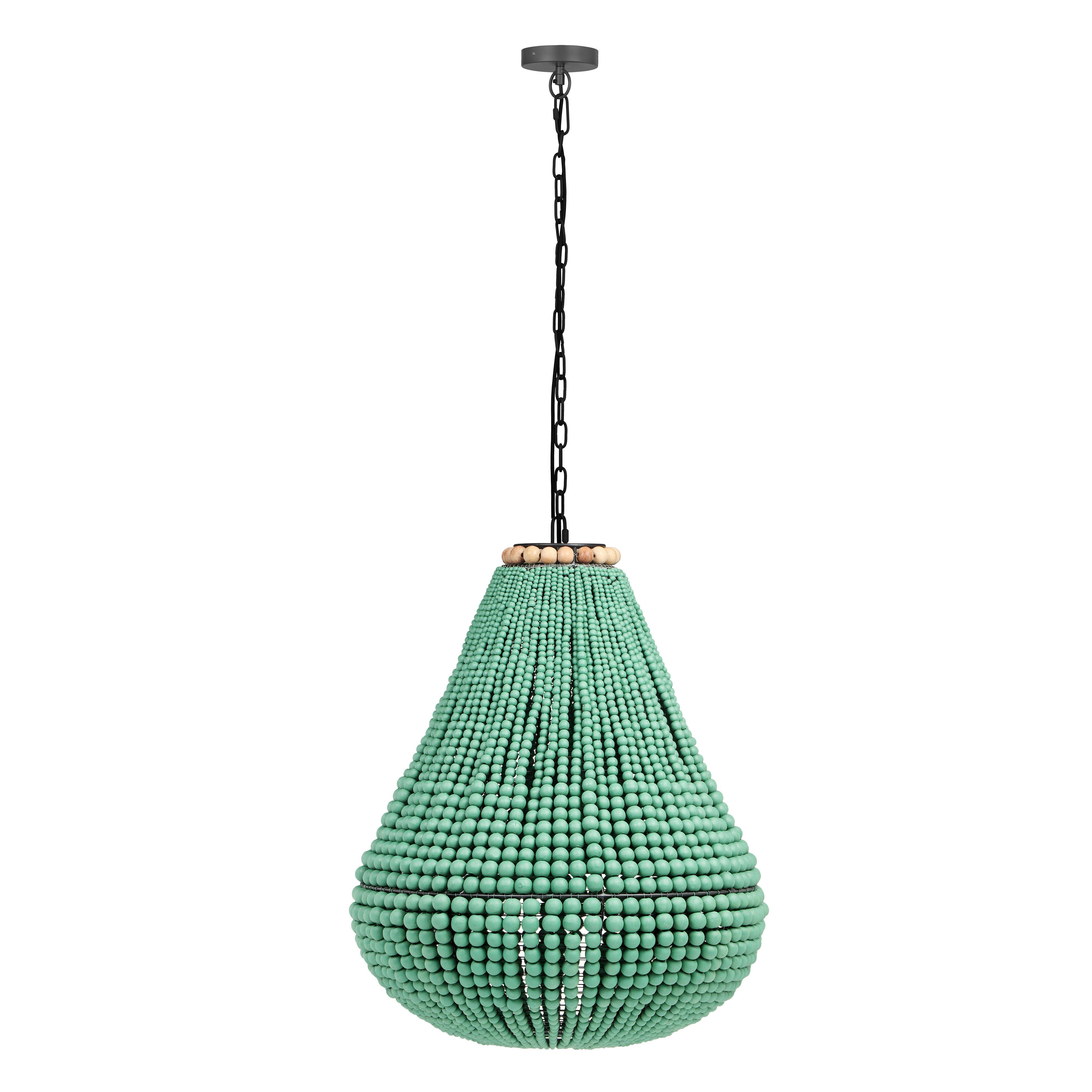Tov Furniture Chandeliers - Palani Green Wooden Bead Chandelier