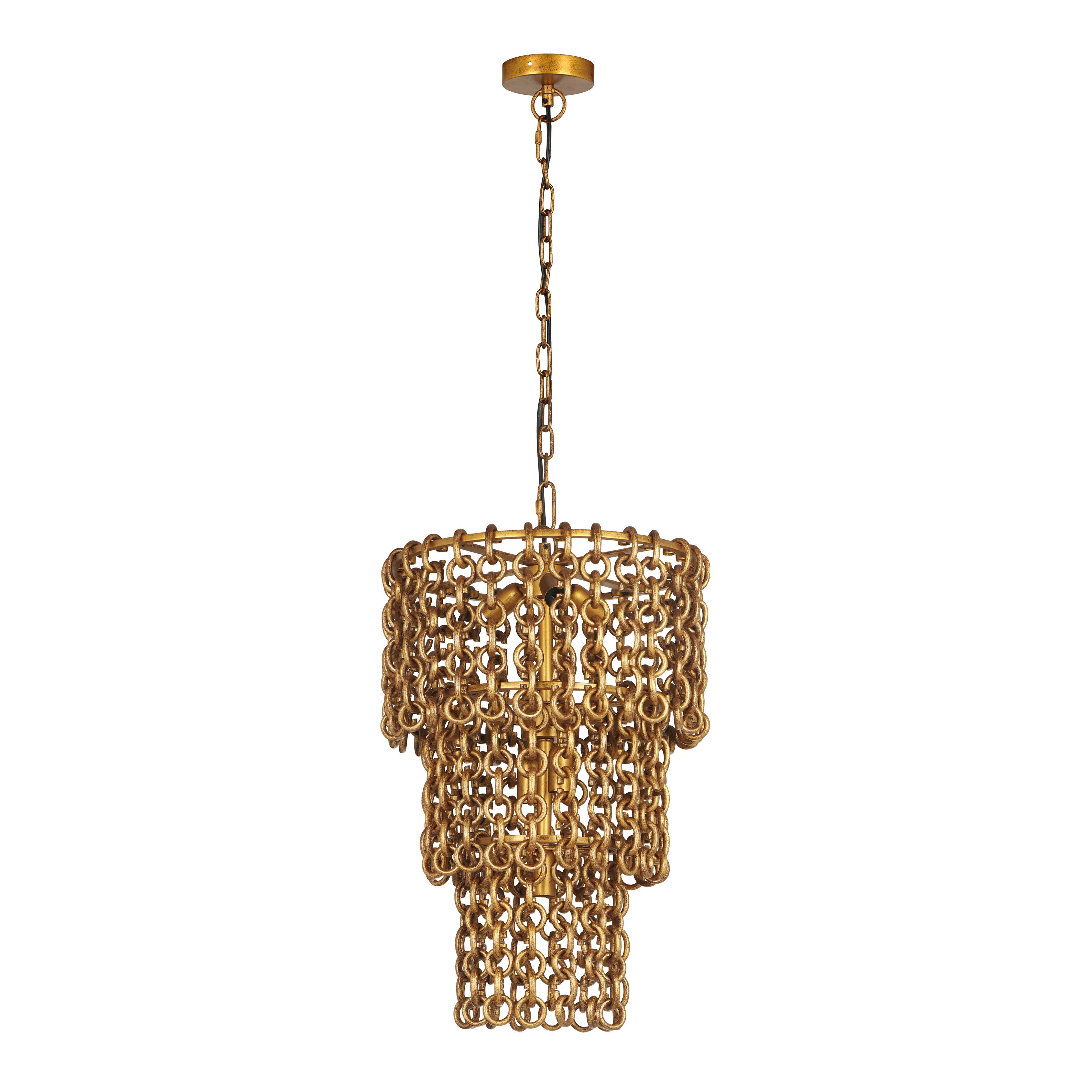 Tov Furniture Chandeliers - Nirsa Brass Chain Link 3-Tier Chandelier