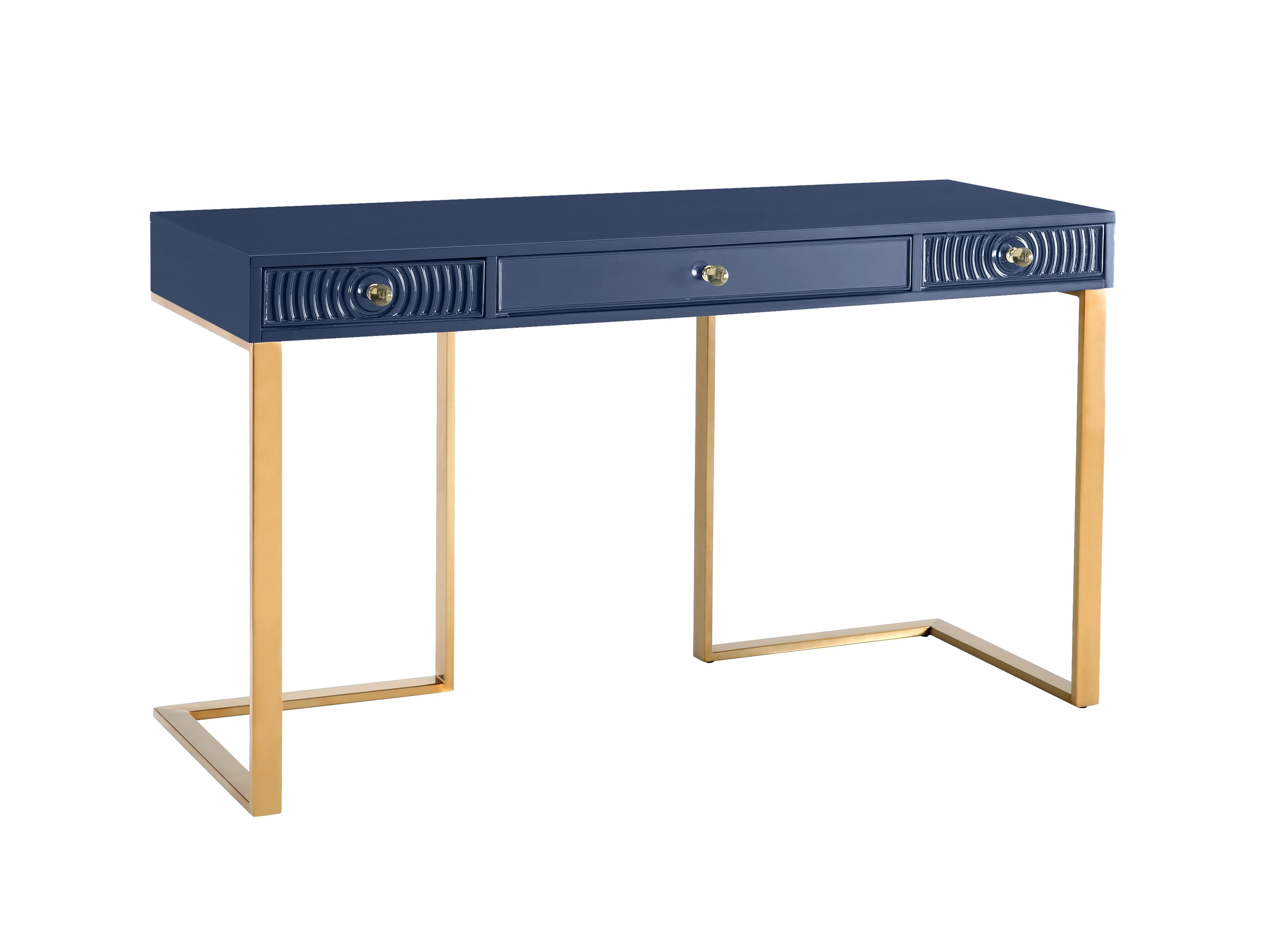 Tov Furniture Desks - Janie Blue Lacquer Desk