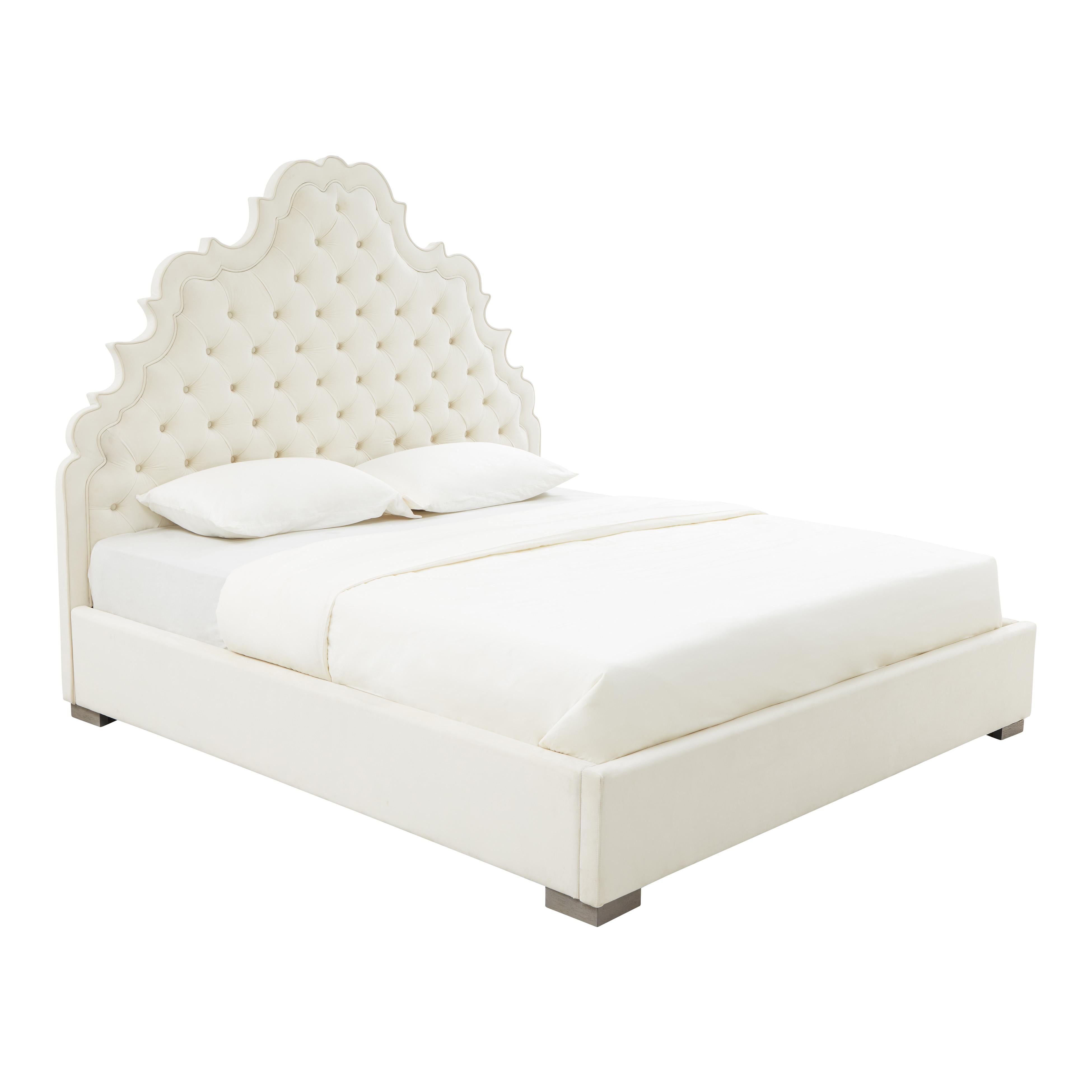 Tov Furniture Beds - Carolina Cream Velvet Bed in Queen