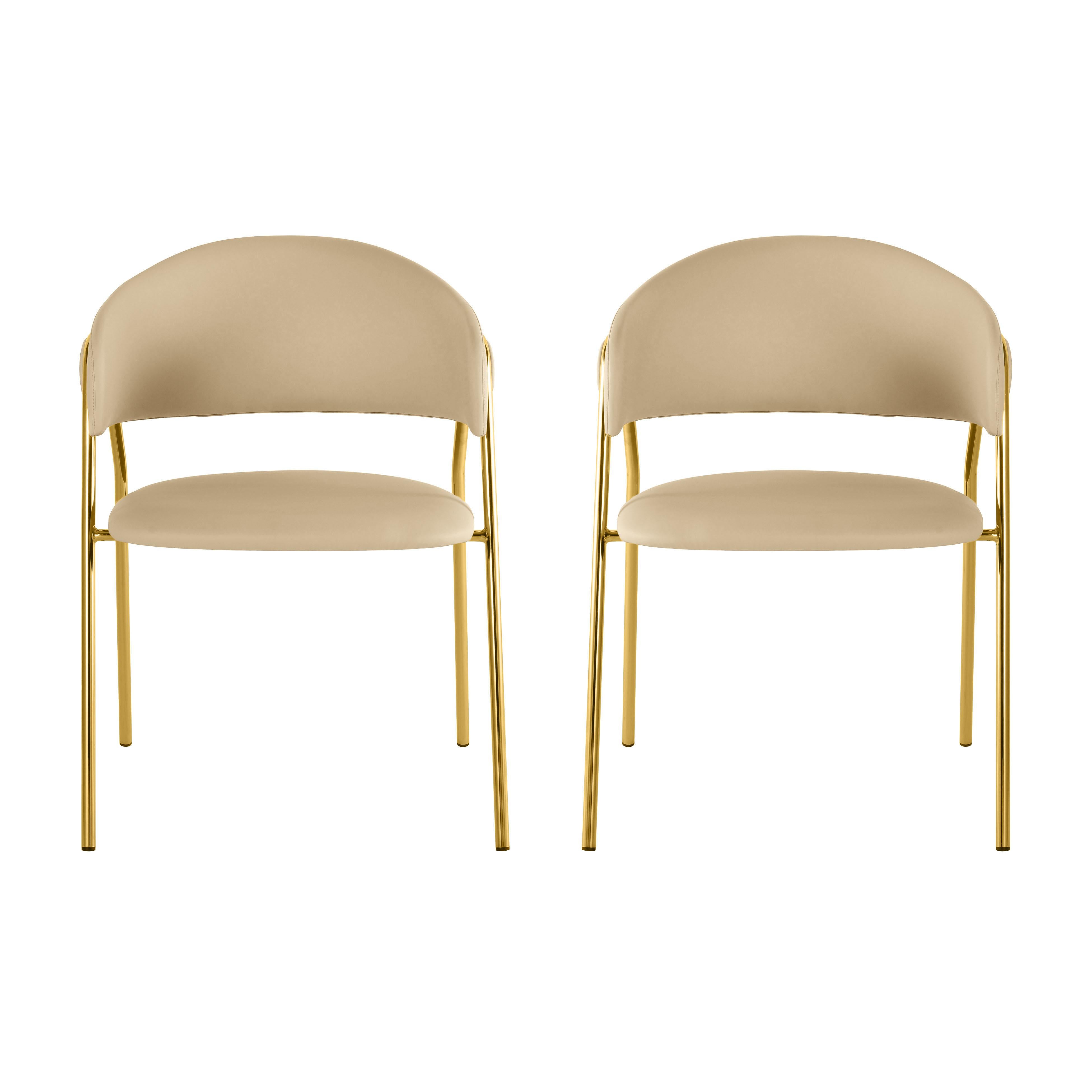 Tov Furniture Dining Chairs - Lara Cream Vegan Leather Dining Chair - Set of 2