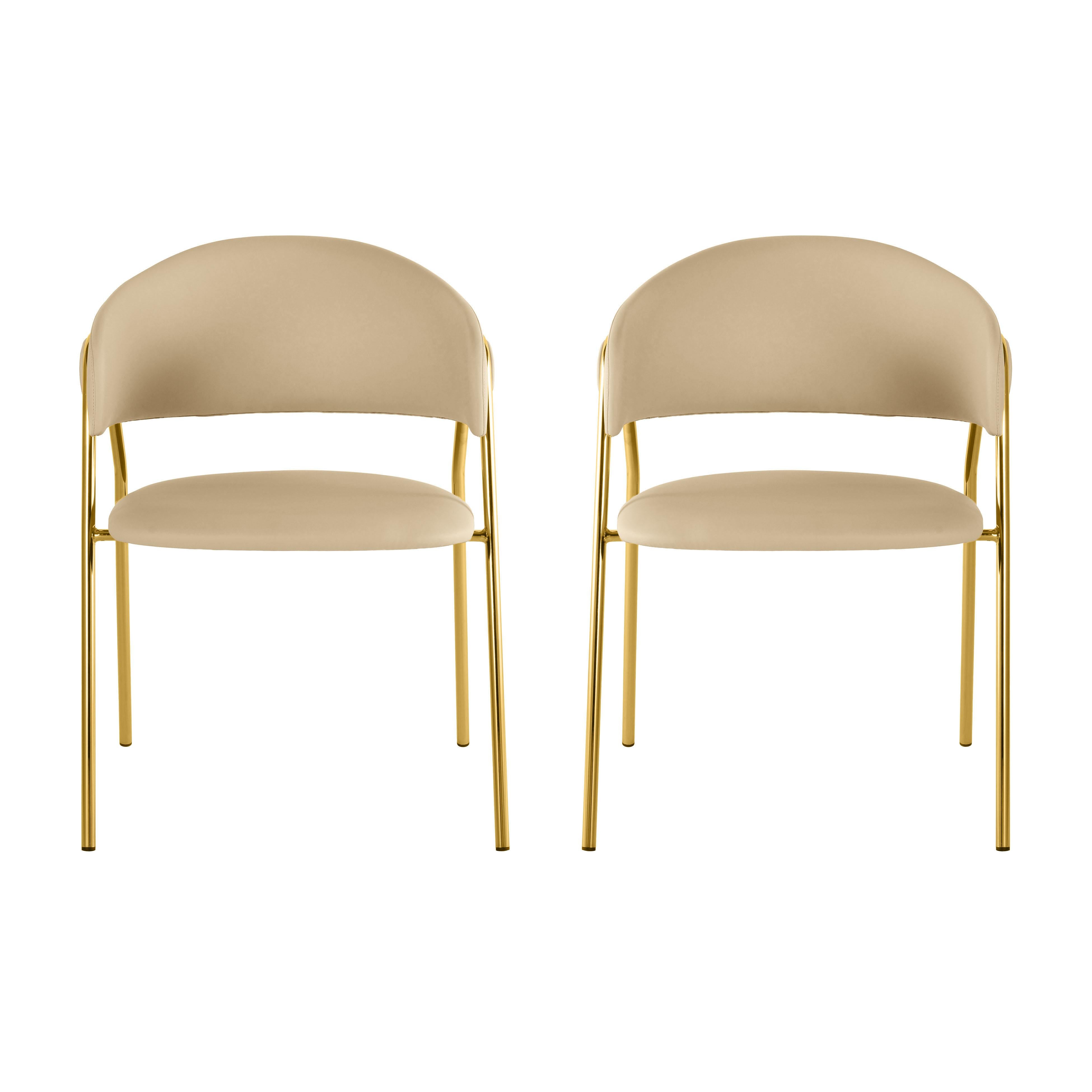 Tov Furniture Dining Chairs - Lara Cream Vegan Leather Dining Chair - Set of 2