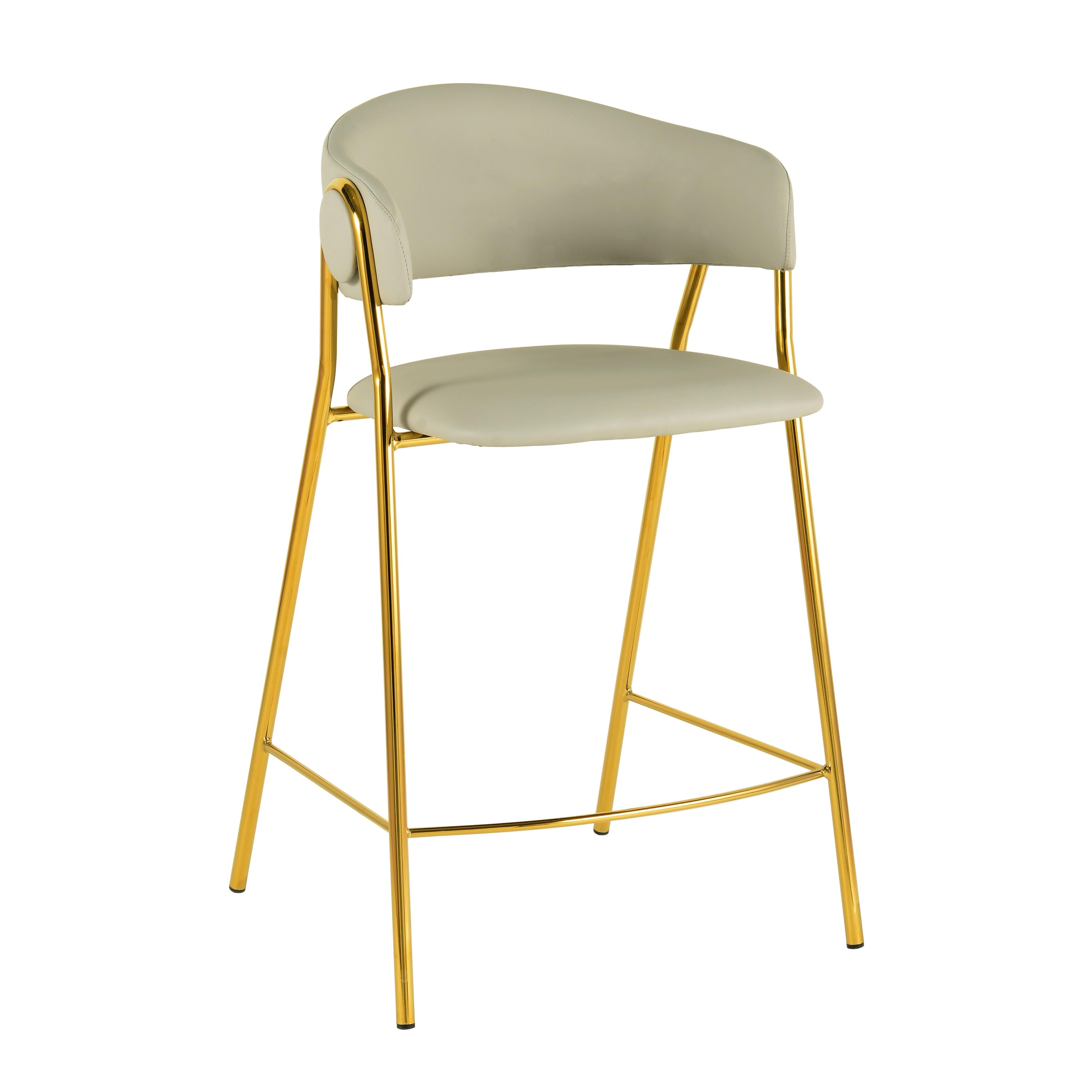 Tov Furniture Stools - Lara Cream Vegan Leather Counter Stool - Set of 2
