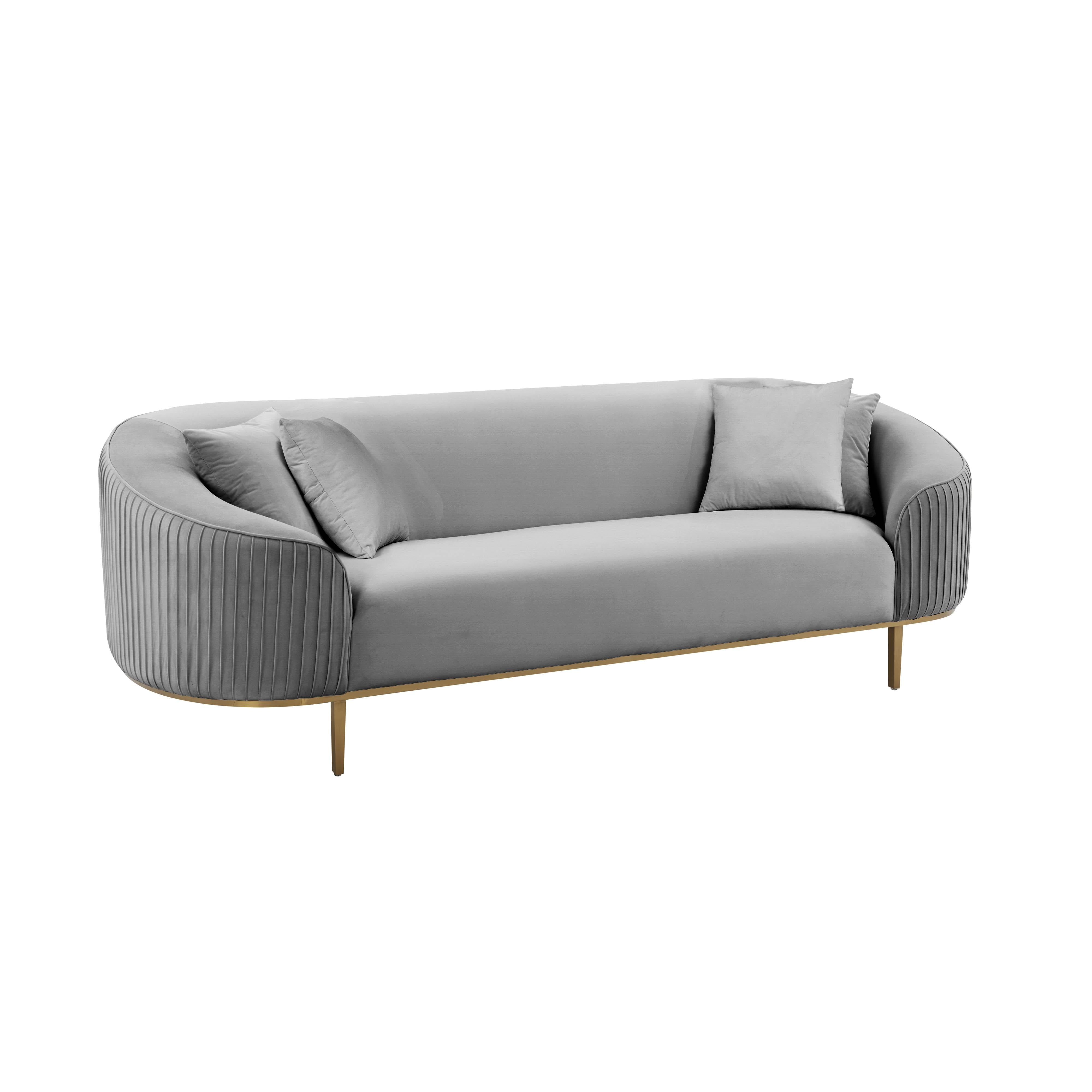 Tov Furniture Sofas - Michelle Light Grey Pleated Sofa