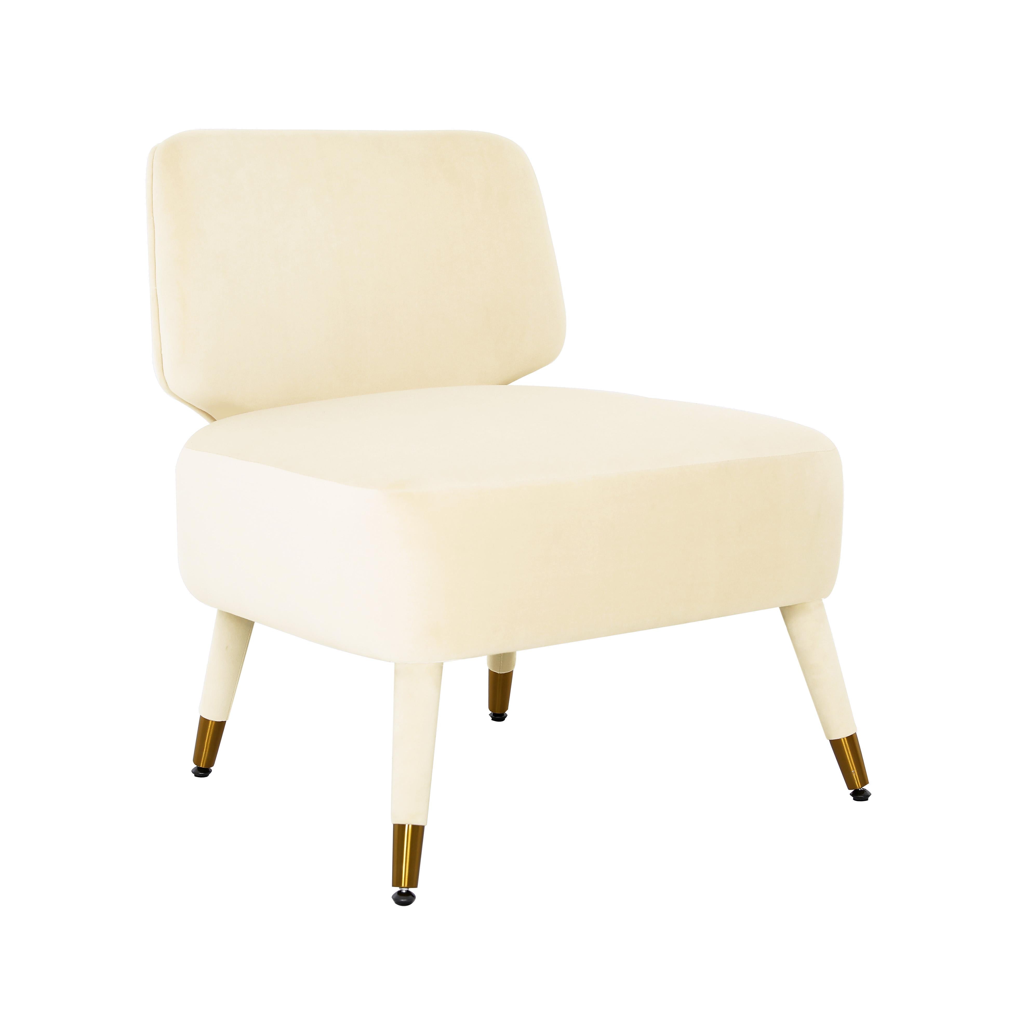 Tov Furniture Accent Chairs - Athena Cream Velvet Accent Chair