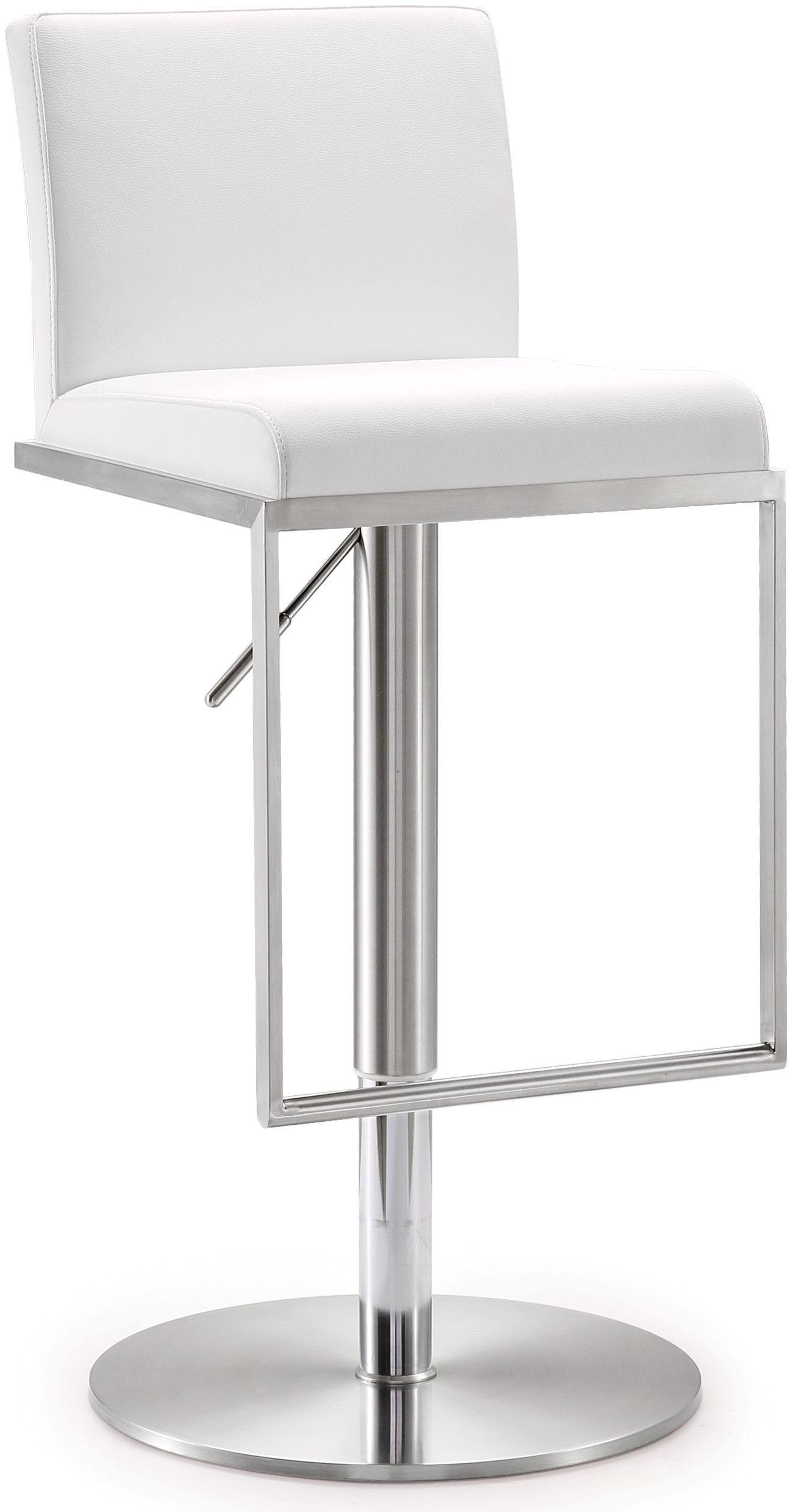 Tov Furniture Stools - Amalfi White Stainless Steel Adjustable Barstool