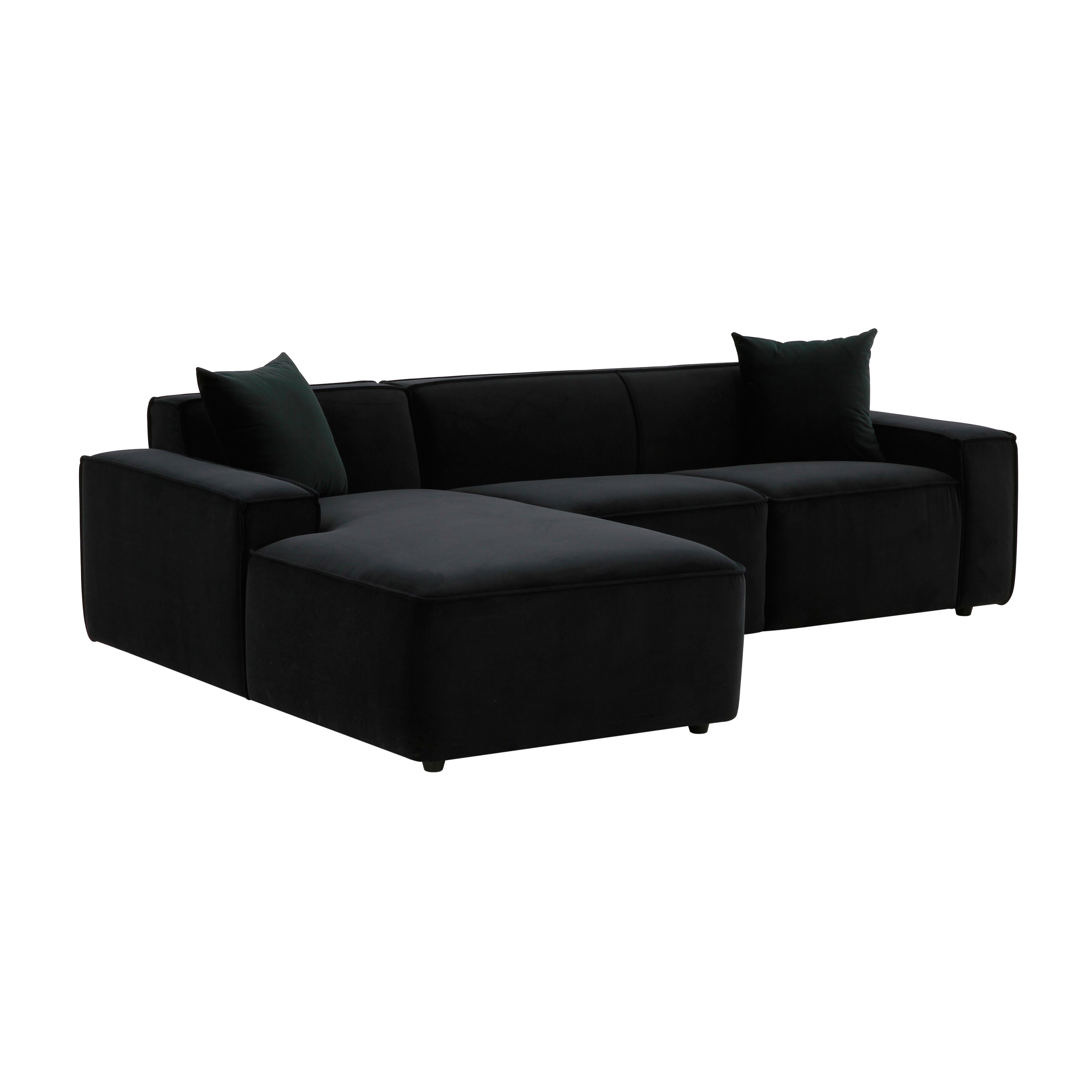 Tov Furniture Sectionals - Olafur Black Velvet Sectional - LAF