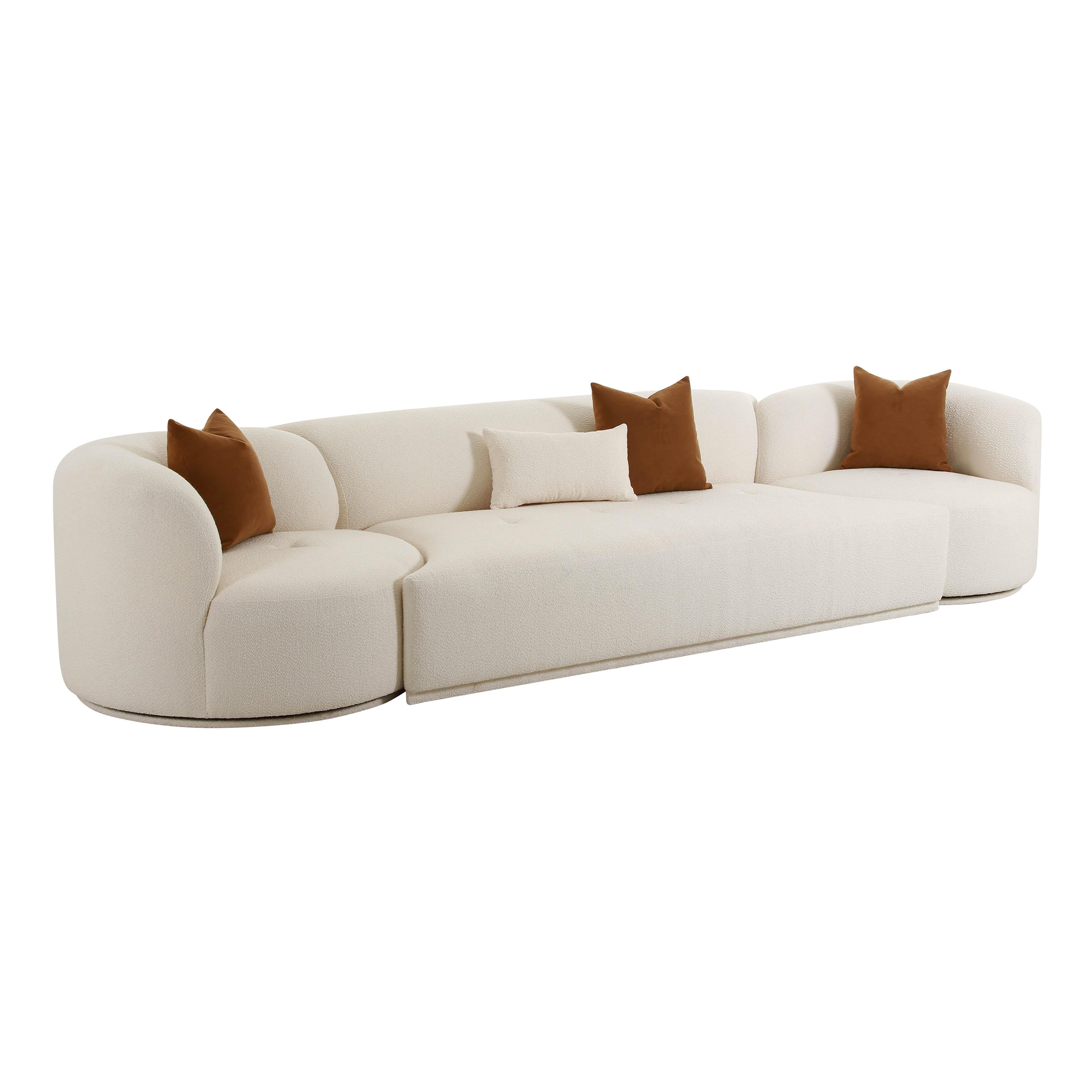Tov Furniture Sofas - Fickle Cream Boucle 3-Piece Modular Sofa