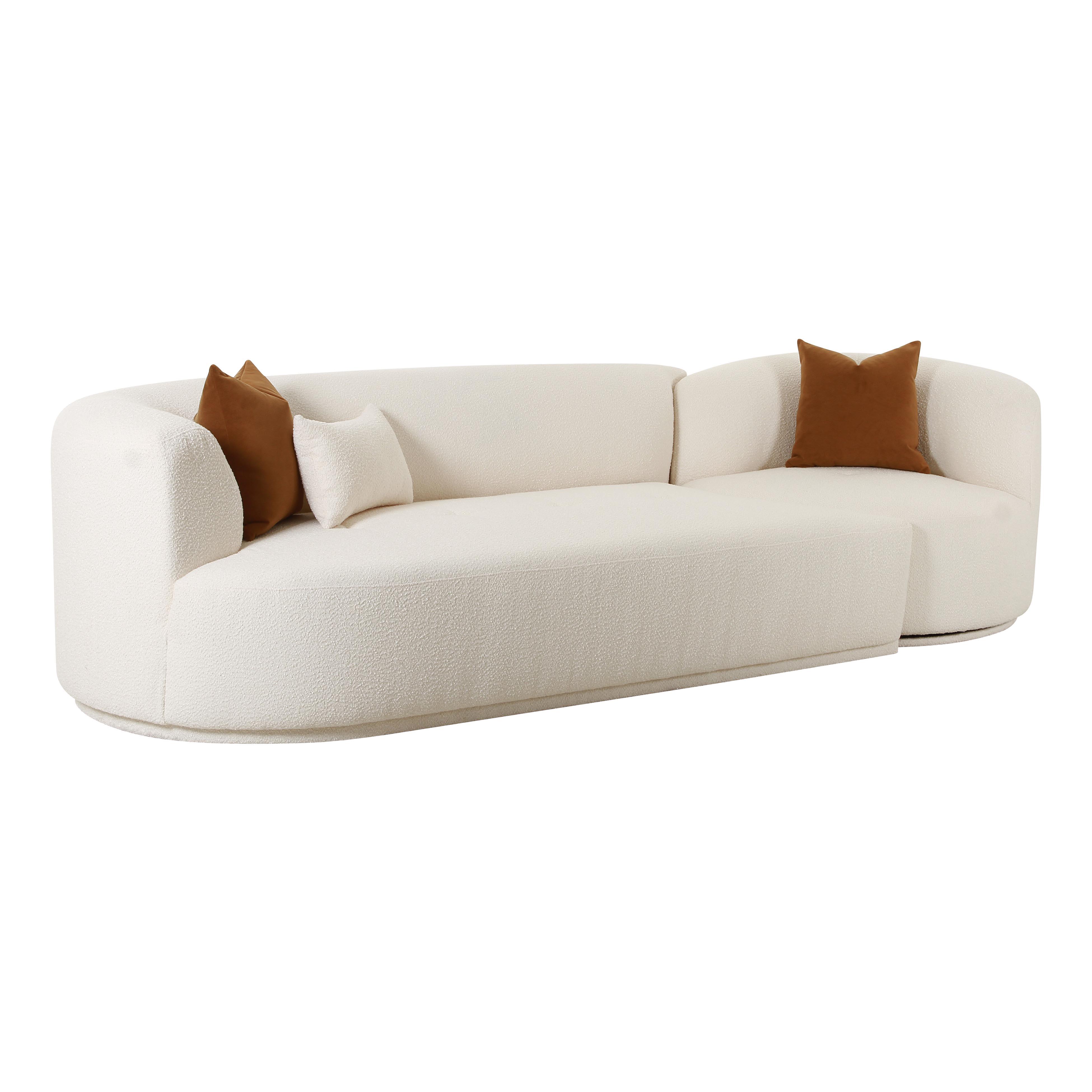 Tov Furniture Sofas - Fickle Cream Boucle 2-Piece Modular LAF Sofa